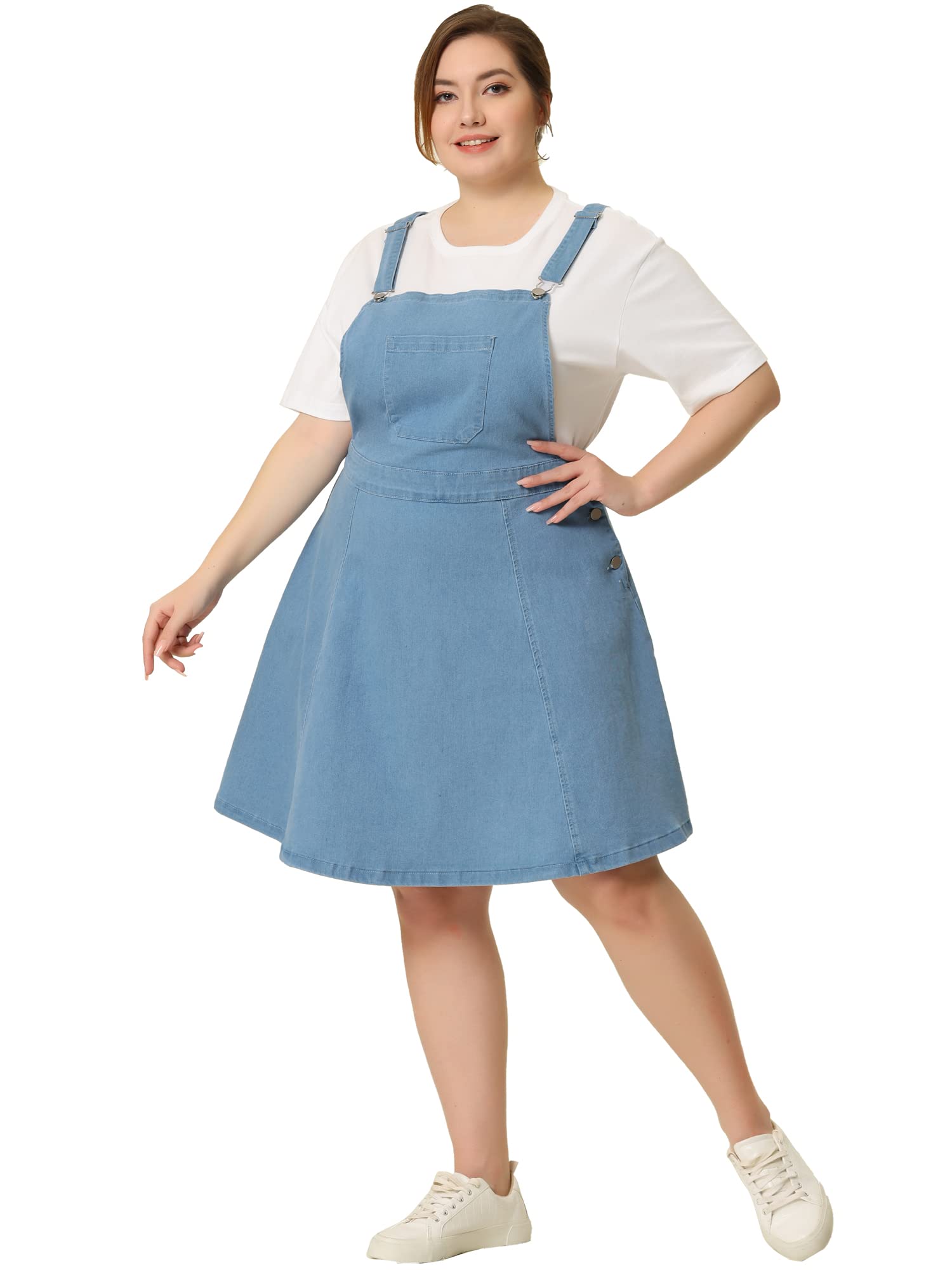 Agnes Orinda Plus Size Denim Overalls Dress for Women - Adjustable Strap Jumper Romper with Pockets | Casual Outfit for Spring, Summer & Fall | Perfect for Streetwear, Shopping & Date Nights