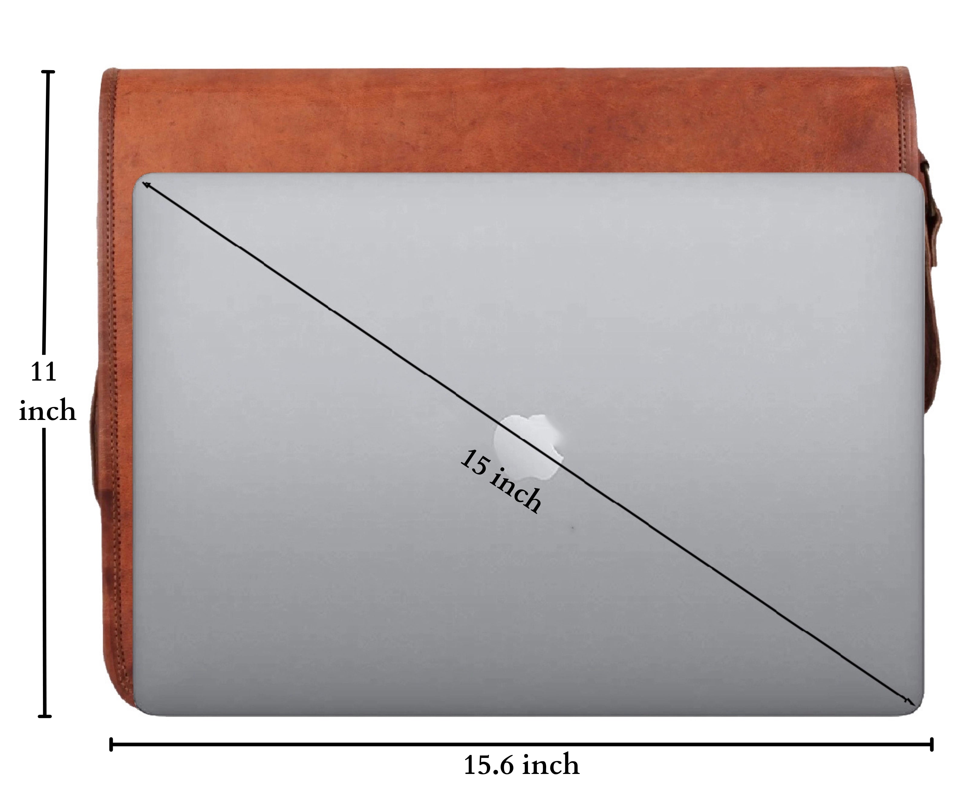 Premium Genuine Leather Laptop Messenger Bag for 15 Inch MacBook & PC - Stylish & Durable Work Bag for Business Professionals & College Students