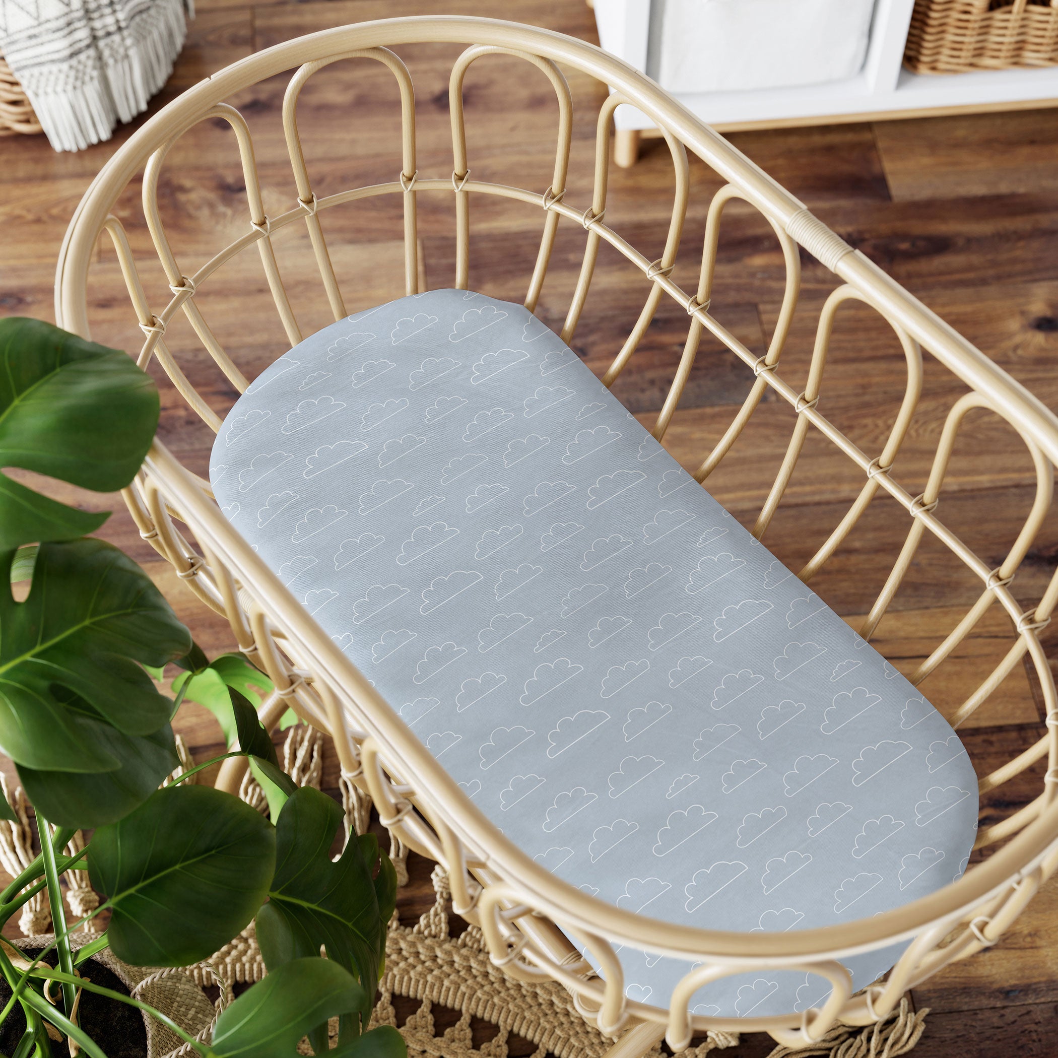 Nordic 2-Pack Jersey Bassinet Fitted Sheets - Soft Baby Crib Sheets in Dusty Blue & Mint Green - Perfect for Nursery, Travel & Everyday Use