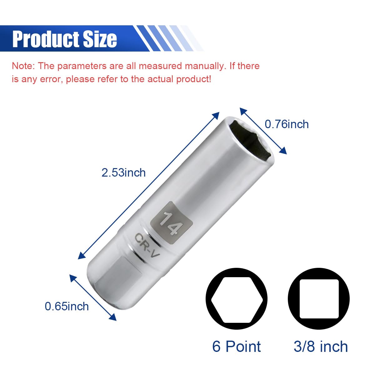 1PCS 14mm Magnetic Spark Plug Socket - Chrome Vanadium Steel with Powerful Magnet for Secure Spark Plug Removal - Perfect for Automotive Repair & DIY Engine Maintenance