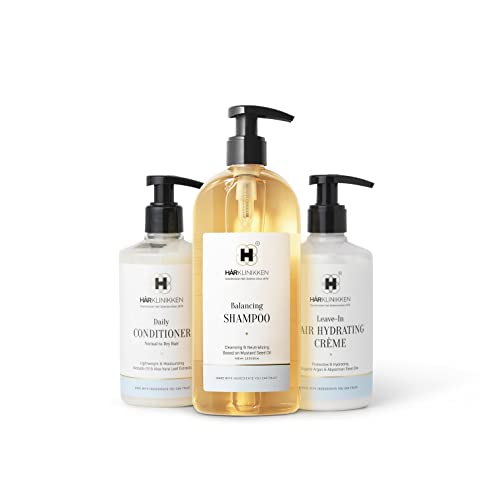 Harklinikken The Essential Hair Care Kit - Balancing Shampoo, Daily Conditioner & Hydrating Crème for Normal to Dry Hair | All Hair Types | Shiny & Moisturized Hair | Perfect for Daily Use, Salon-Quality Results at Home