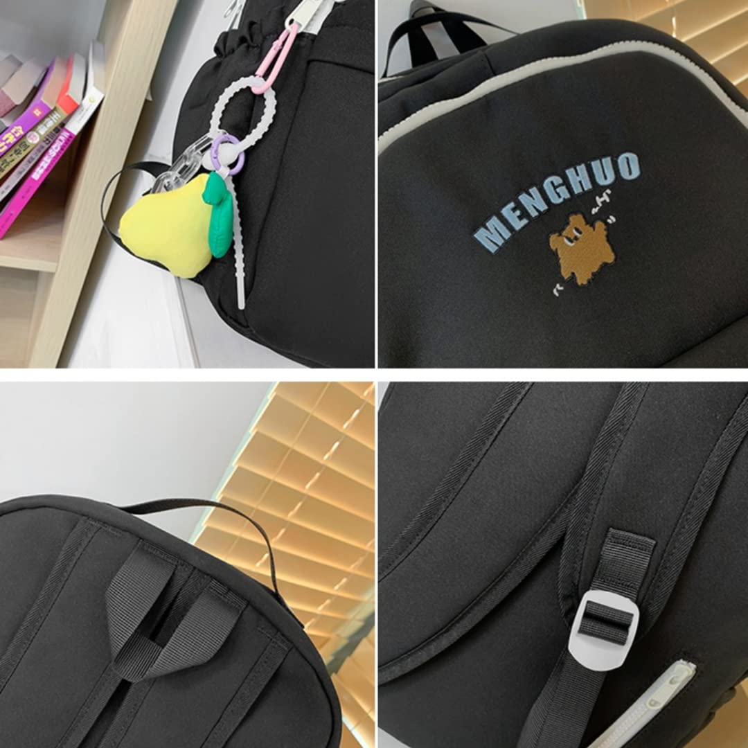 Stylish Kawaii Cute Backpack for School - Aesthetic Laptop Backpack with Accessories (White) - Perfect for College, Travel & Everyday Use