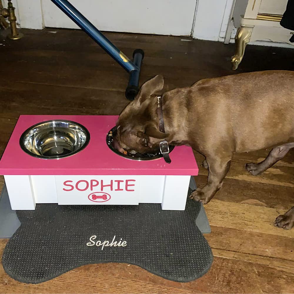 Personalized Elevated Dog Bowl Stand for Large, Medium, Small & X-Small Dogs - Stainless Steel Pet Food & Water Bowls with Internal Storage - Raised Feeder for Better Digestion & Comfort (Large, Magenta) - Perfect for Kitchen, Living Room or Outdoor Use