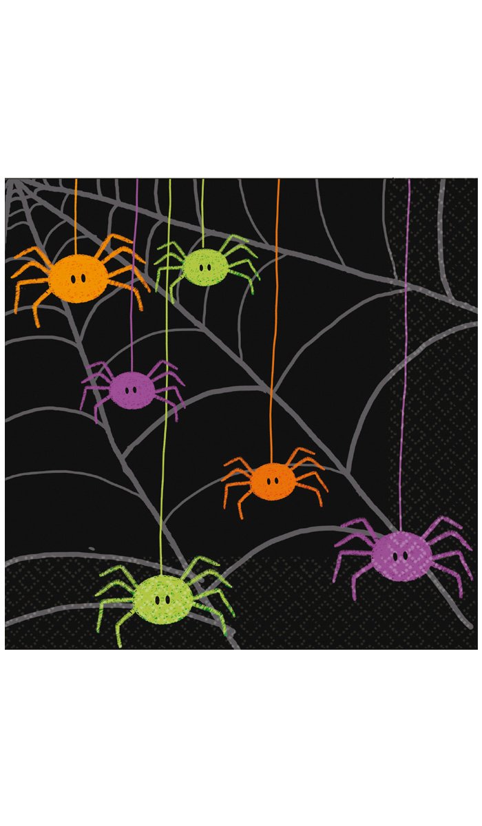 Spider Frenzy Luncheon Napkins - Pack of 20 | Halloween Party Decorations, Spooky Dinner Tableware, Themed Paper Napkins for Halloween Decor & Dinner Parties