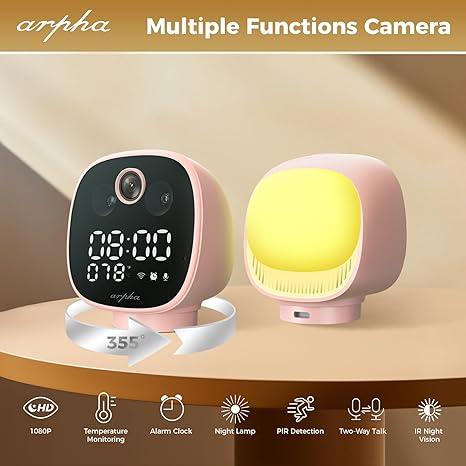 Arpha B01 Indoor Security Camera - 1080P HD WiFi Camera with 355° Pan View, Motion Detection & Two-Way Audio - Perfect for Home, Baby Monitor & Pet Surveillance
