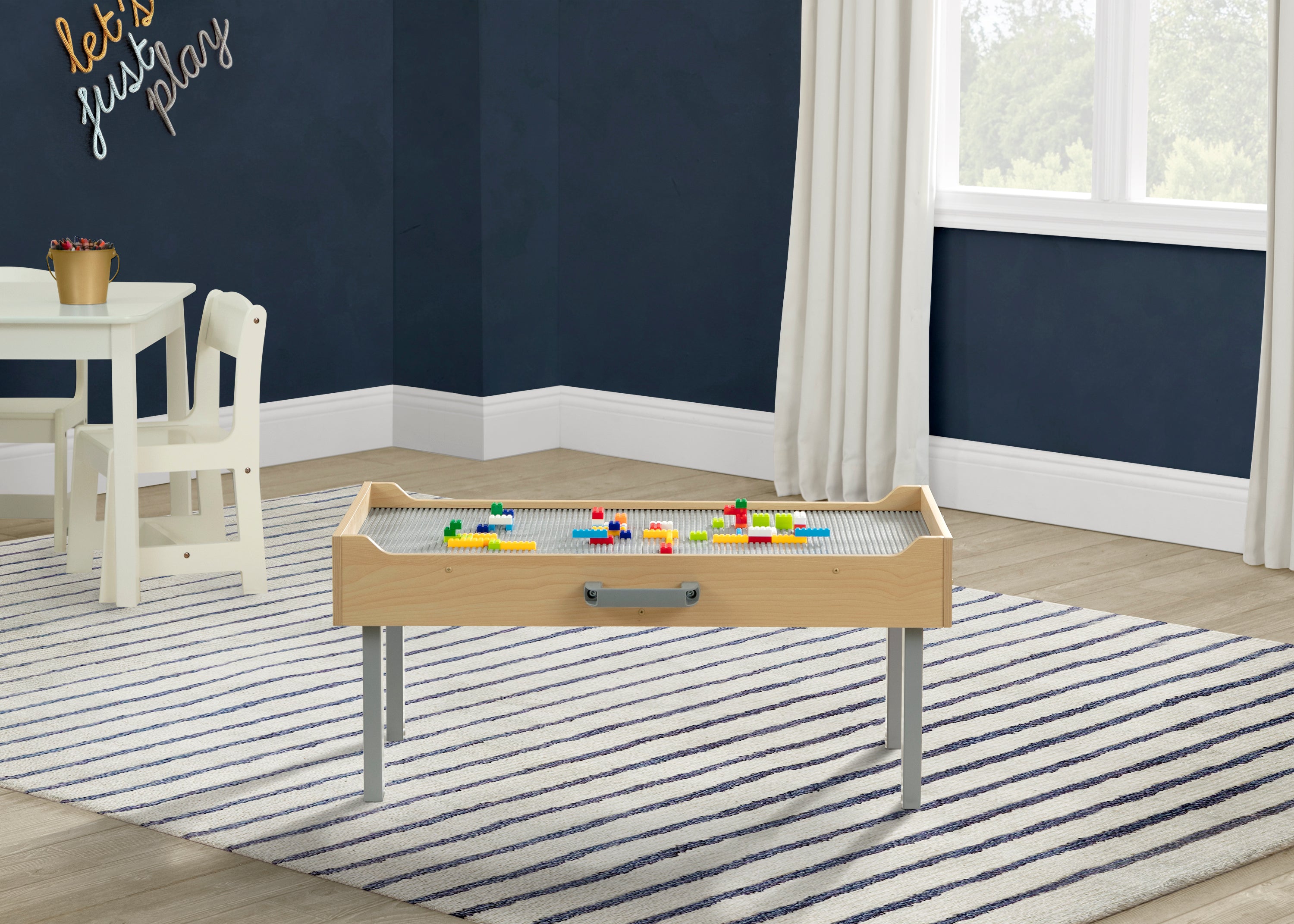 Play N Store Kids Building Bricks Play Table with 100+ Colorful Bricks - STEM Learning Toy for Creative Play, Room Organization & Toddler Activities