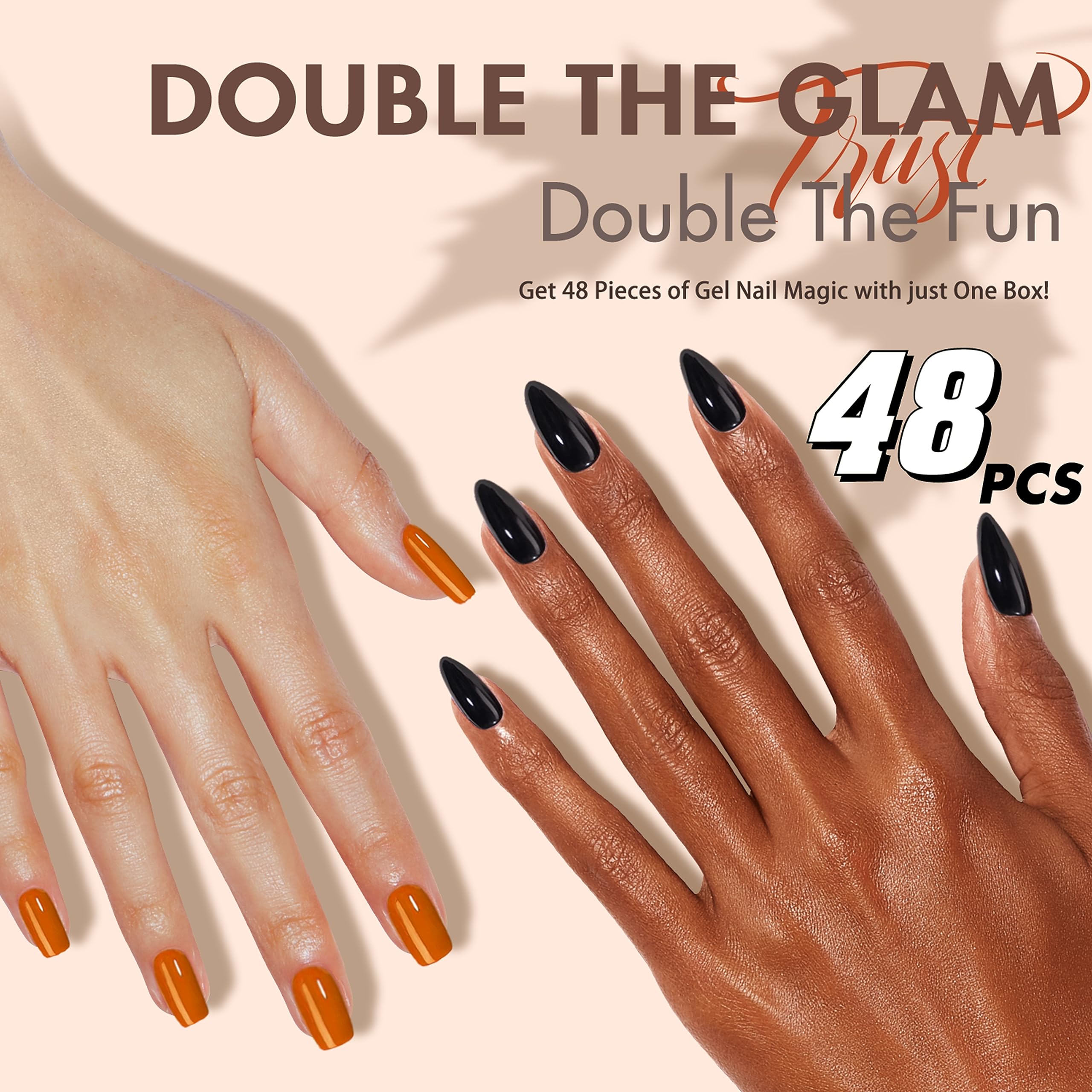 48Pcs Matte Red Press on Nails - Medium Almond Shaped Reusable Fake Nails for Women | Acrylic Glue on Nails with Neutral Design | Perfect for Parties, Weddings & Daily Wear