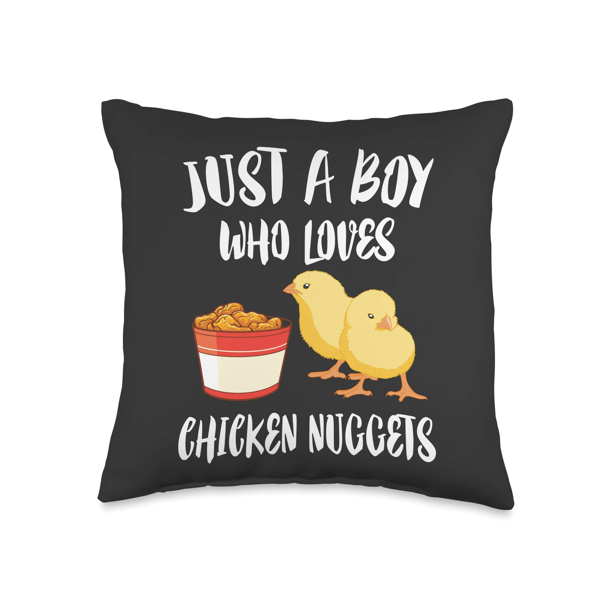 Just A Boy Who Loves Chicken Nuggets Funny Throw Pillow Cover 16x16 Inches - Soft Decorative Cushion for Bedroom, Living Room, Dorm & Gifts