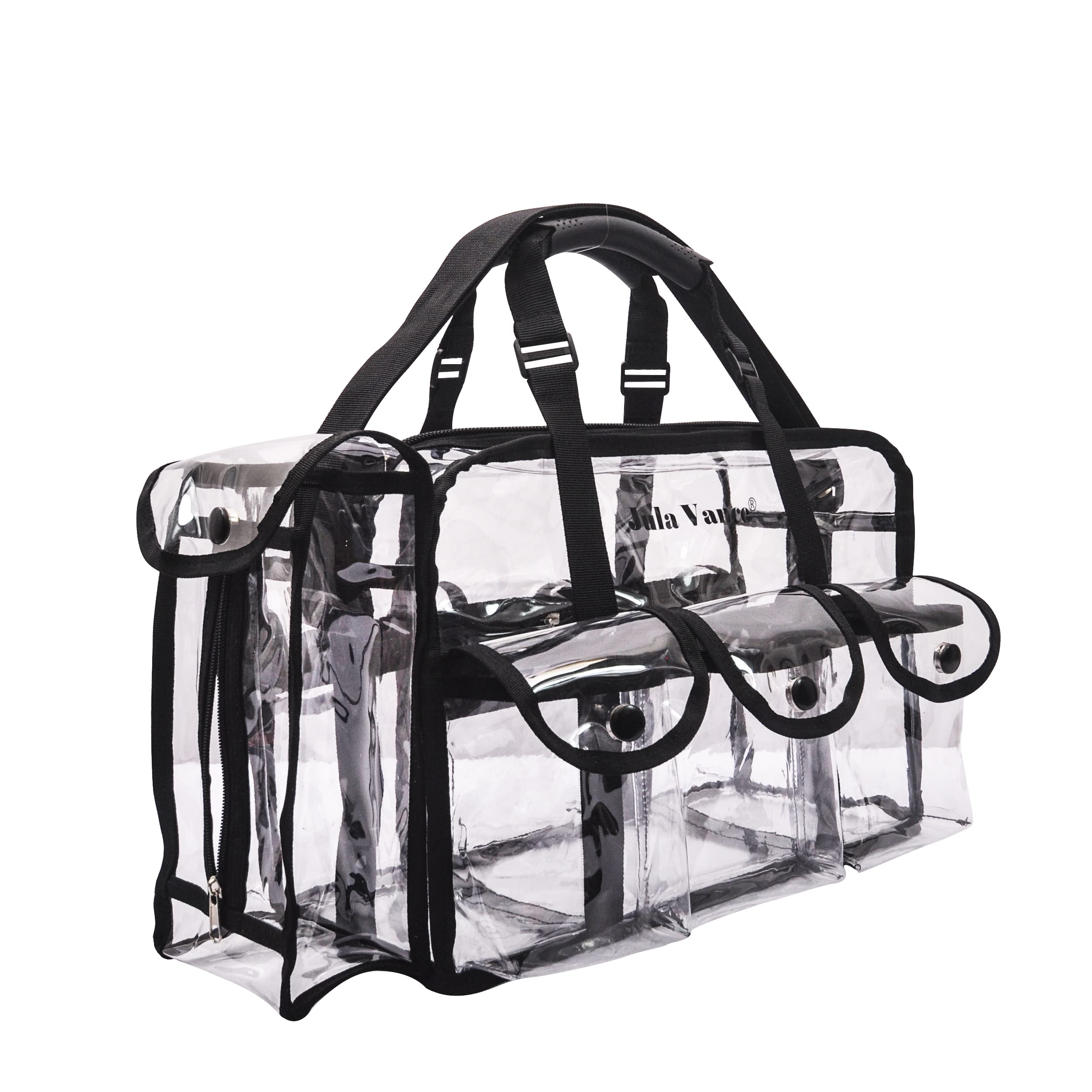 Professional Clear PVC Makeup Organizer Bag - Transparent Travel Cosmetic Case with 6 Pockets & Tissue Holder for MUA, Artists & Beauty Enthusiasts - Perfect for Travel, Salon & Professional Makeup Kits