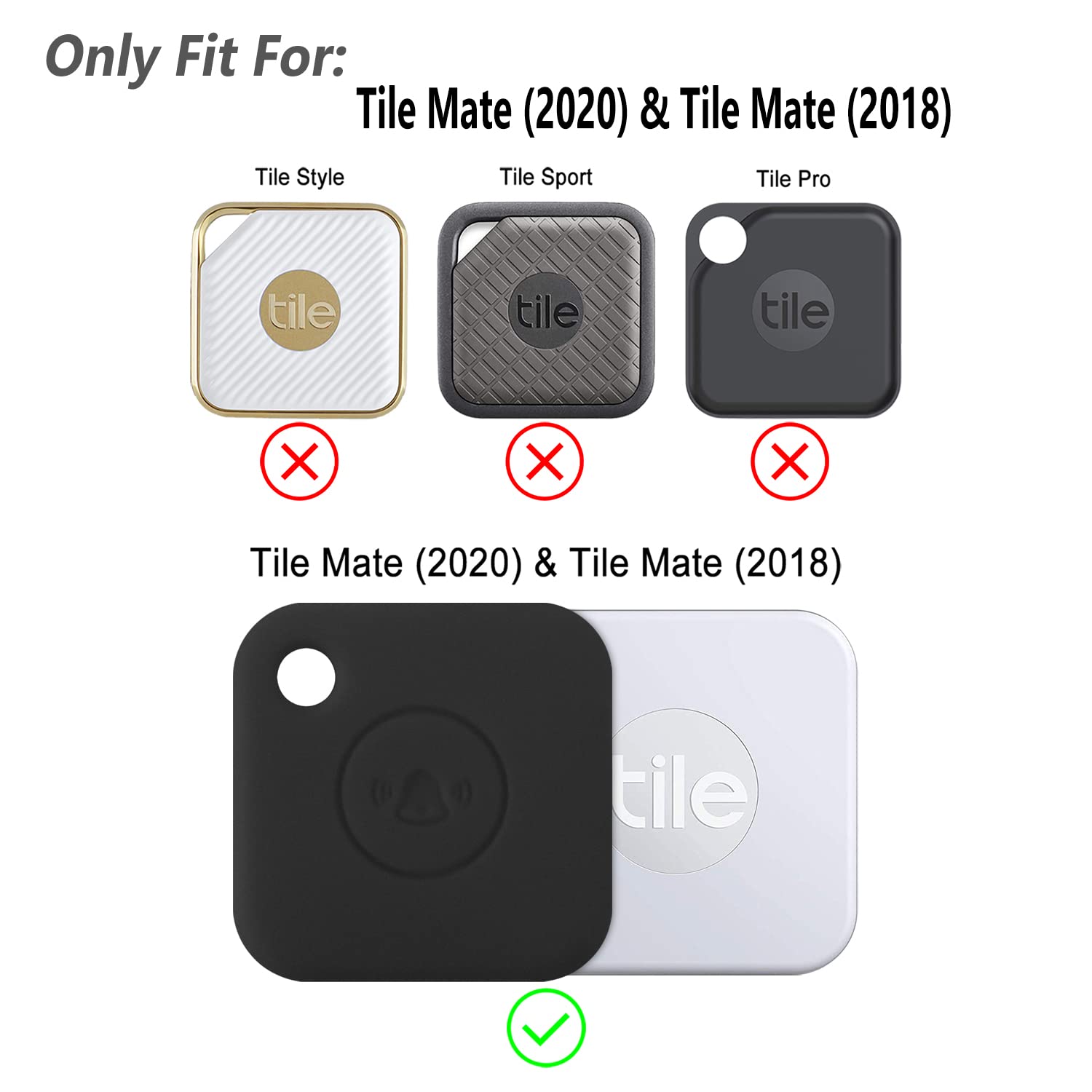 Silicone Case for Tile Mate Tracker - Shockproof Cover with Carabiner (Black) - Perfect for Keys & Bags