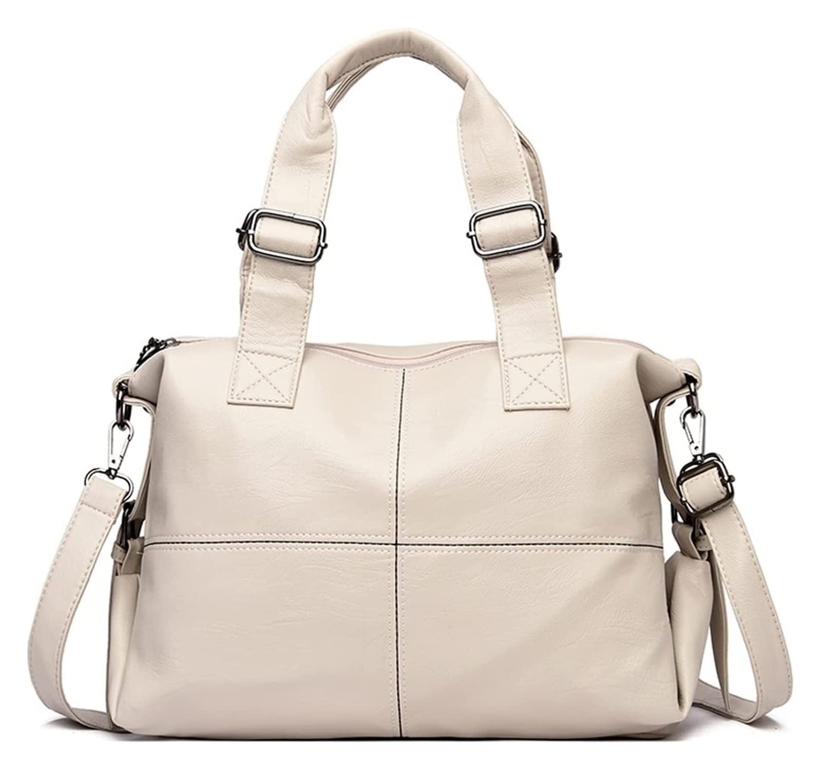YATBzz Genuine Leather Women's Shoulder Bag - Stylish Casual Messenger Purse for Everyday Use, Work & Travel (Beige)