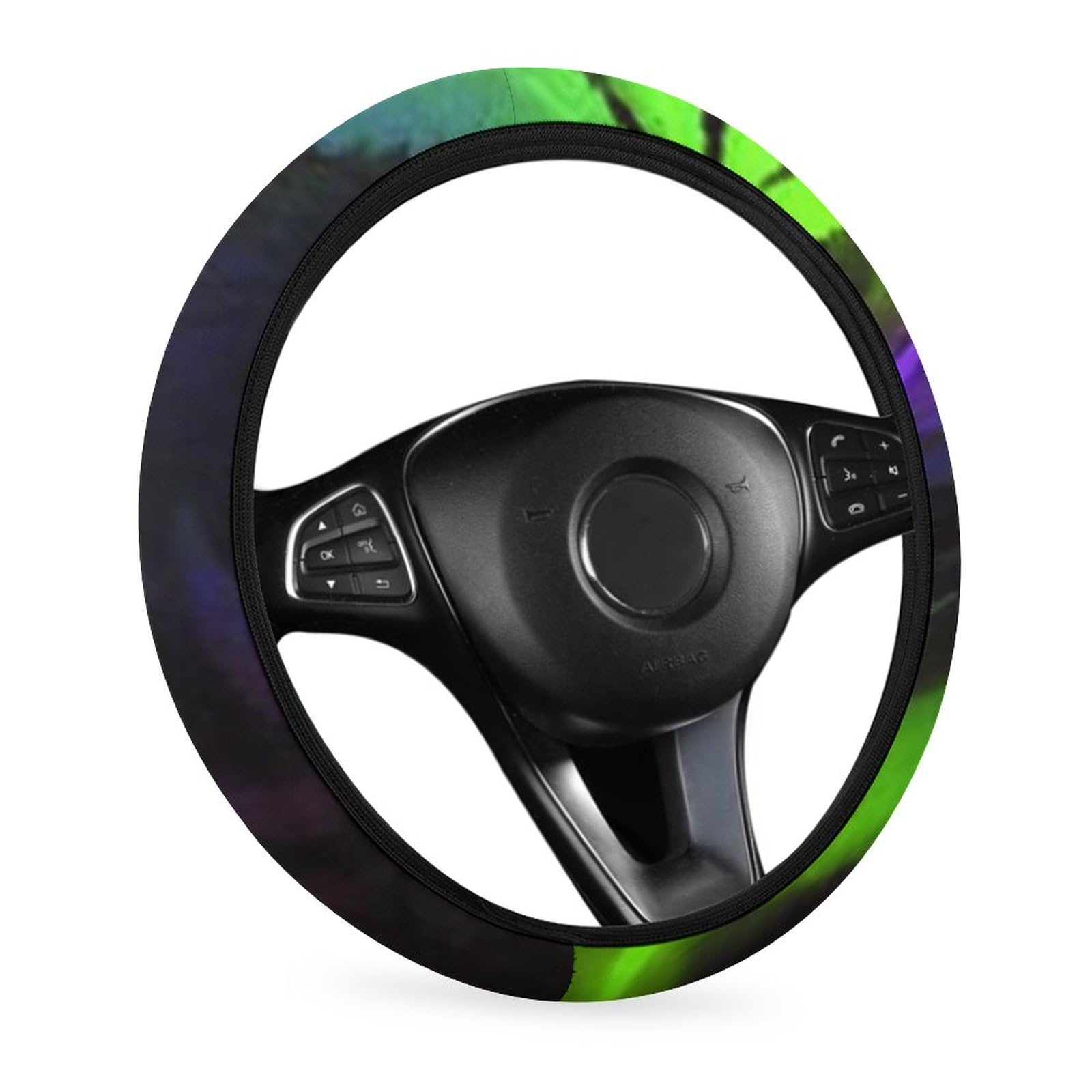 Tie Dye Pot Leaf Marijuana Weed Steering Wheel Cover - Universal Fit 15 Inch Anti-Slip Car Steering Wheel Protector for Automotive, SUV, Sedan - Perfect for Hippie Style, Stoner Gifts & Car Interior Decorations