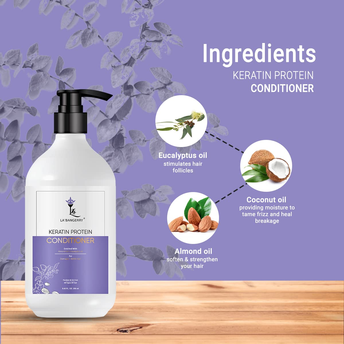 LA'BANGERRY Keratin Protein Conditioner 250ml - Smooth, Shiny Hair Treatment with Keratin for Frizz Control & Deep Nourishment - Hair Care for Men & Women - Perfect for Daily Use & Damaged Hair Repair