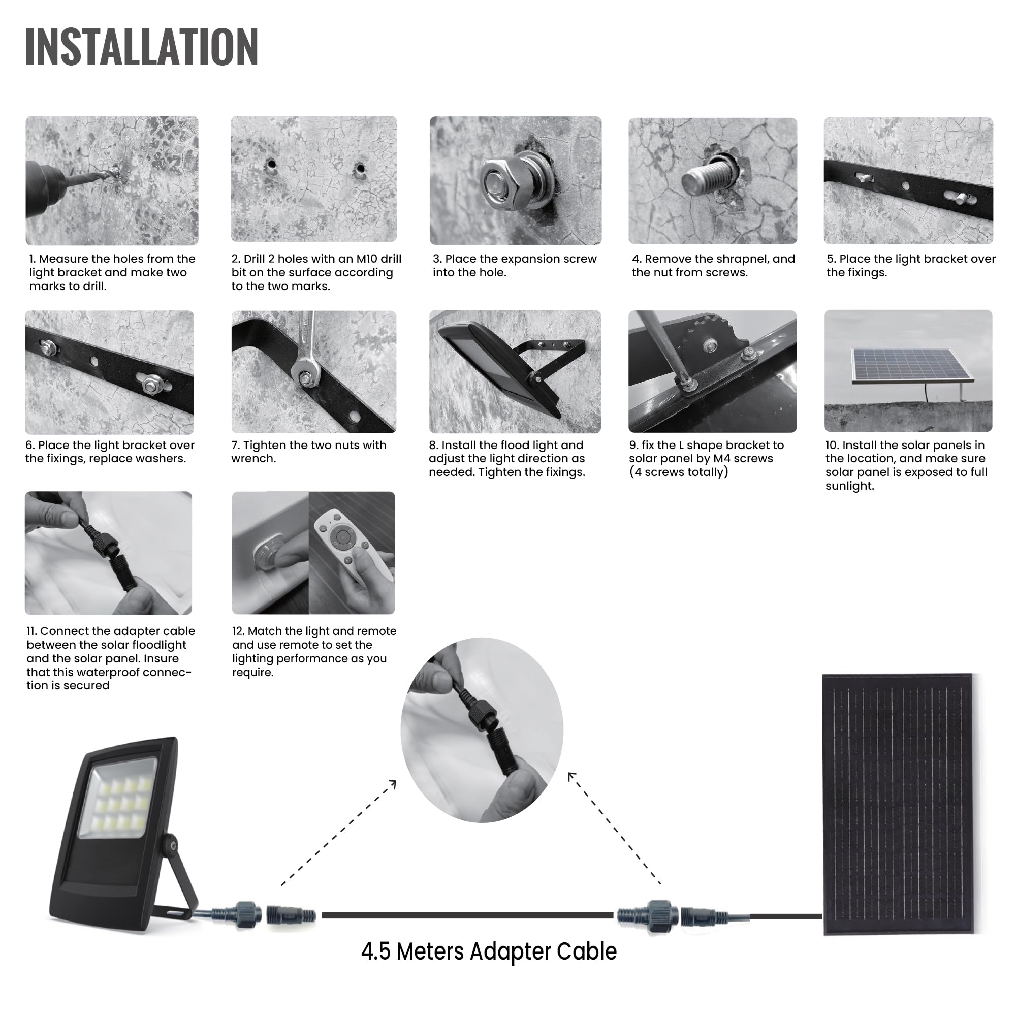 13.5W Solar Motion Sensor Flood Lights with Remote - 1280 Lumens LED Waterproof Outdoor Security Lighting (6000K Daylight White) for Patio, Yard, Street, Garden & Driveway | Auto On/Off Solar Powered Wall Lights for Home & Commercial Use