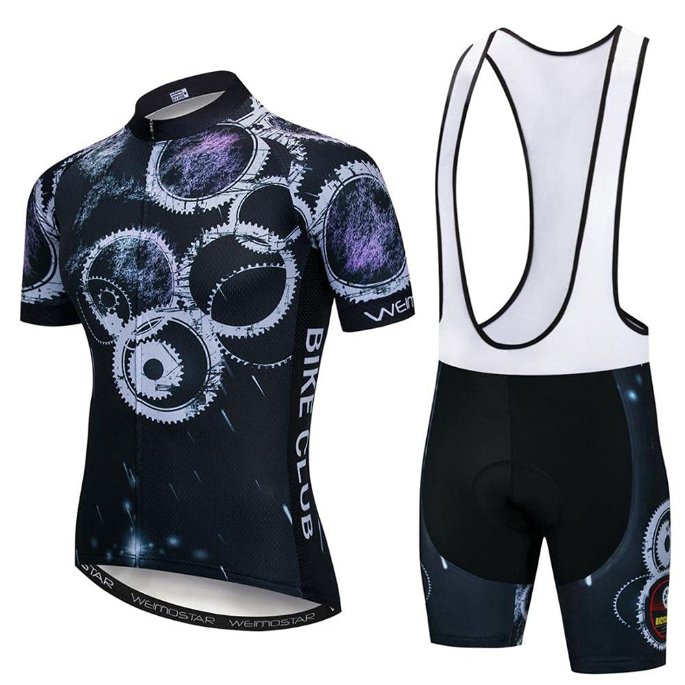 SUDUSUDO Men's Cycling Outfit - Breathable Short Sleeve Jersey & 20D Padded Bib Shorts for Road Biking | Comfortable Bike Clothing Set for Training & Racing