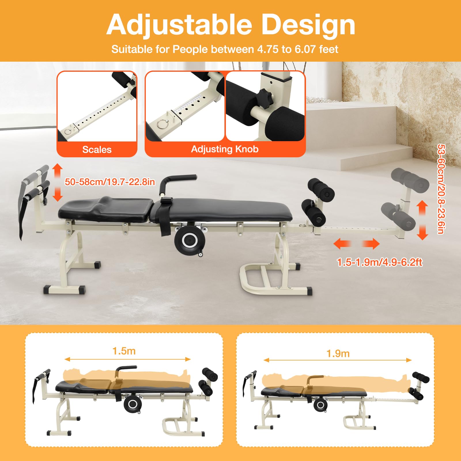 Massage Traction Bed - Professional Therapy Table for Cervical & Lumbar Spine Relief | Stretching Device for Back Pain, Herniated Disc & Spinal Discomfort | Perfect for Home & Clinic Use