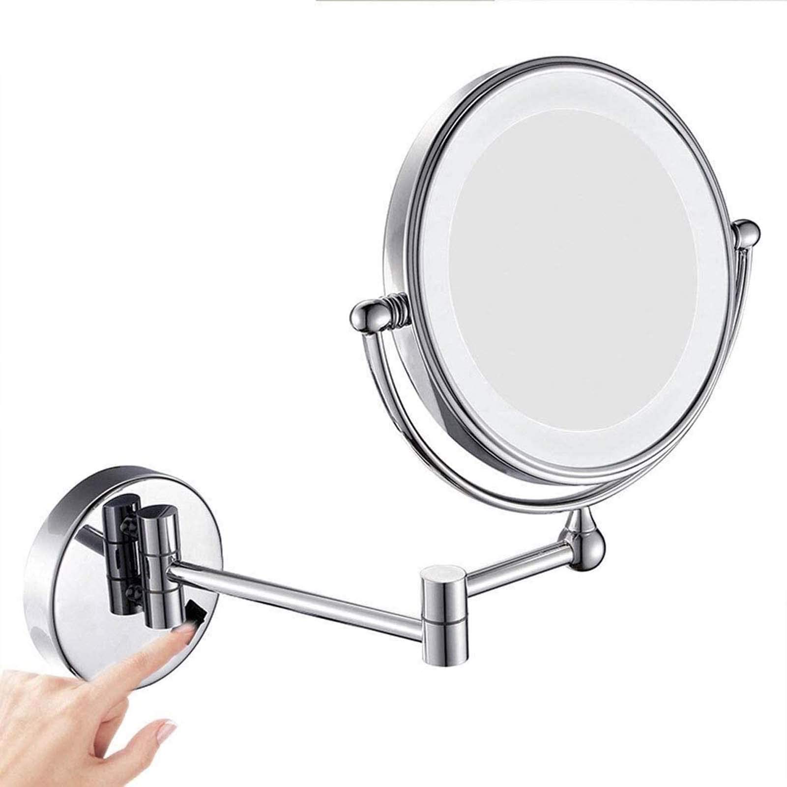 10X Magnifying Makeup Mirror with LED Lights - 8 Inch Double Sided Wall Mounted Vanity Mirror, 360° Swivel for Bathroom, Hotel & Spa - Perfect for Makeup Application, Skincare Routine and Grooming