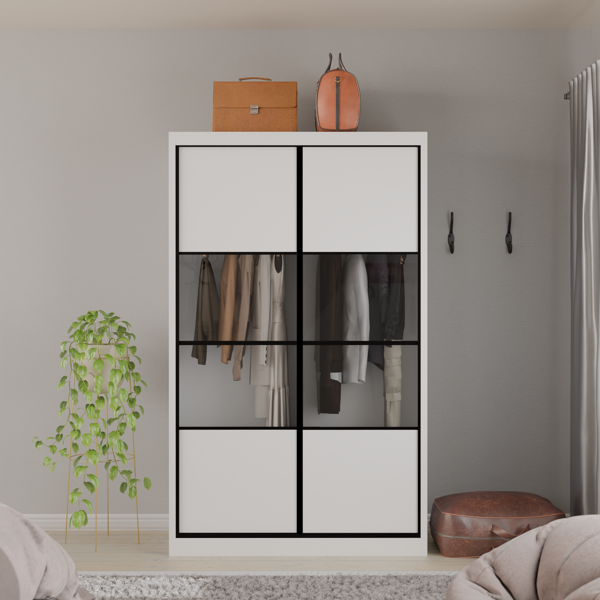 Josie Modular Wardrobe W01 - Customizable Closet Organizer with Adjustable Shelves & Hanging Rod - Perfect for Bedroom, Walk-In Closet & Small Space Storage Solutions
