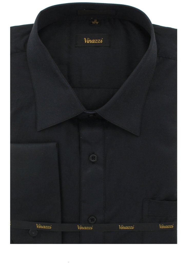 Premium Vinazzi Classic Fit Dress Shirt with French Cuffs for Men - Formal Business Attire & Special Occasions
