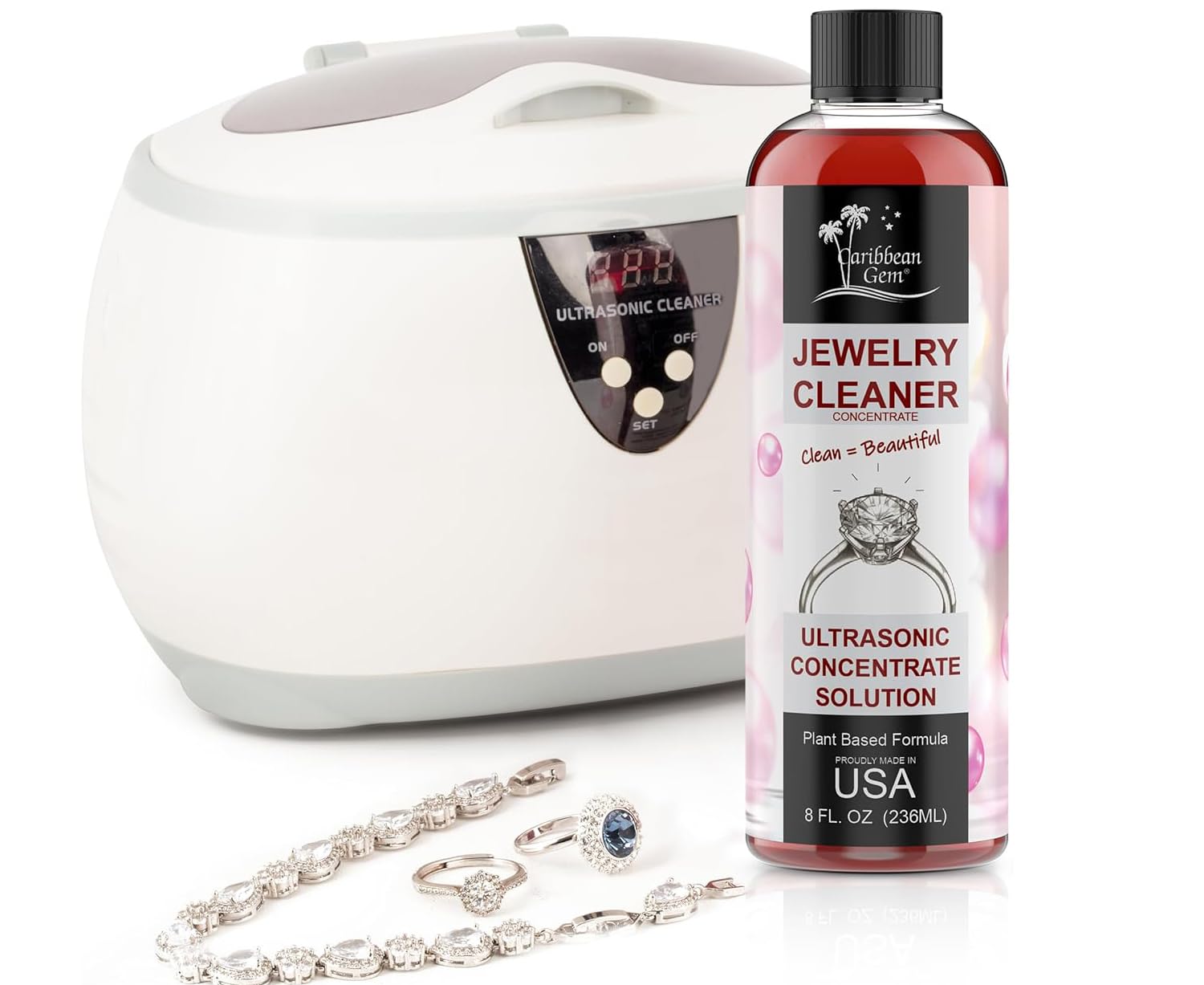 Ultrasonic Cleaner Solution Concentrate - All-Purpose Cleaning Solution for Eyeglasses, Jewelry & Ultrasonic Machines | Plant-Based, Highly Concentrated, USA Made (8 fl oz) - Perfect for Home, Office & Professional Cleaning