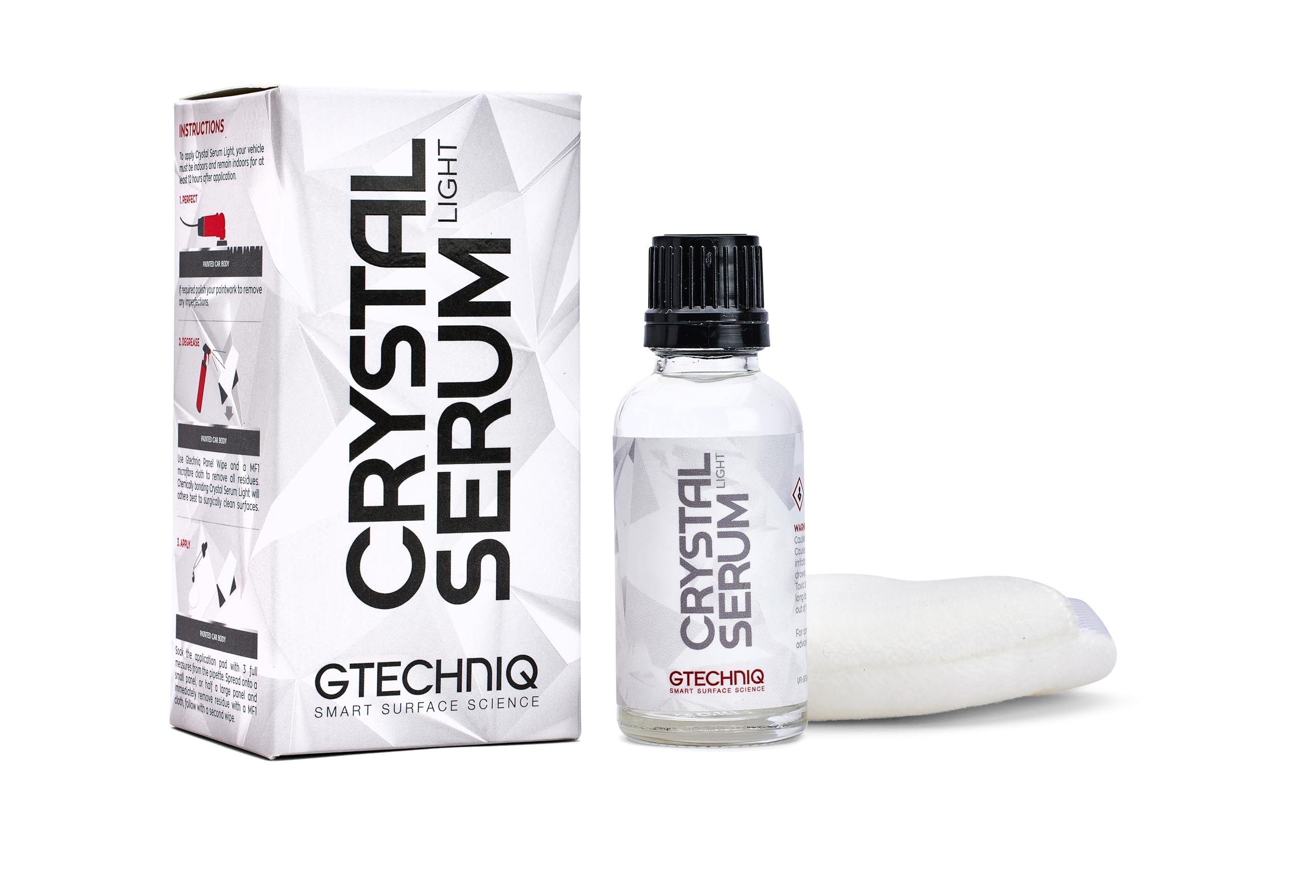 Gtechniq Crystal Serum Light Ceramic Coating Kit - 30ml Car Paint Protection for Small to Medium Vehicles | Long-Lasting 3-5 Year Shine & UV Protection | Easy DIY Application | Perfect for Daily Drivers, Show Cars & Automotive Enthusiasts