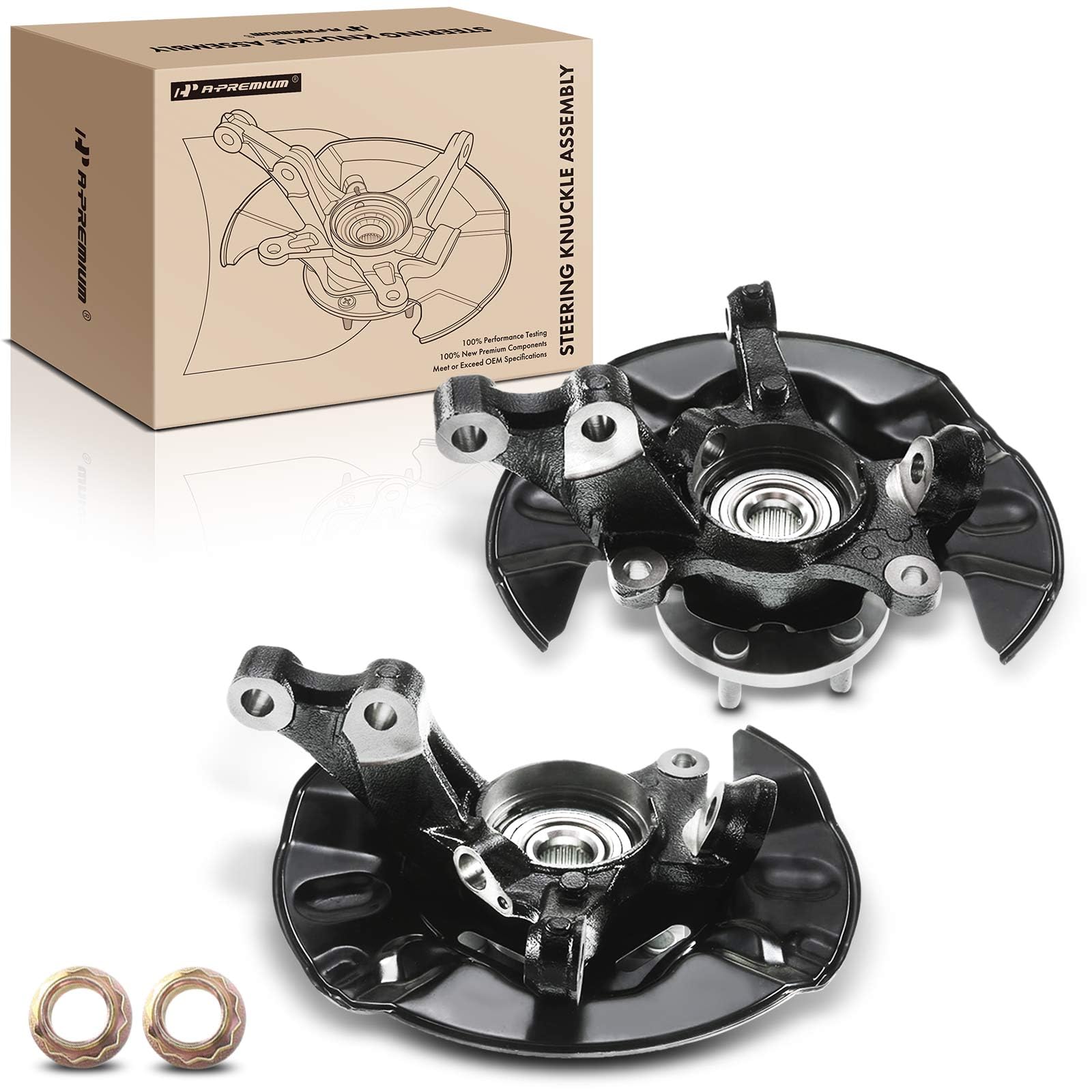 Premium 2-Pack Front Left & Right Steering Knuckle & Wheel Bearing Hub Assembly for 2003-2008 Toyota Corolla 1.8L Sedan - Driver & Passenger Side Replacement Parts | Improves Steering & Handling for Smoother Rides