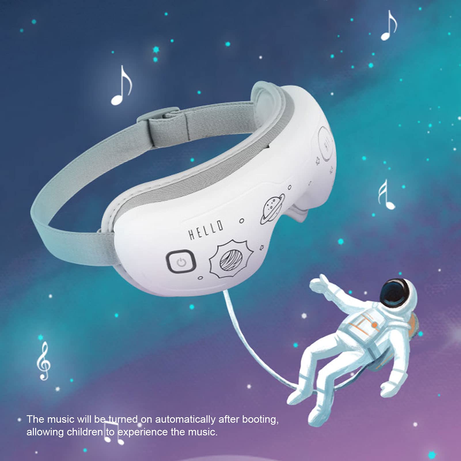 Zerodis Rechargeable Eye Massager with Heat, Compression & Music - Eye Protection for Kids & Adults - Perfect for Relaxation, Stress Relief & Sleep (White)