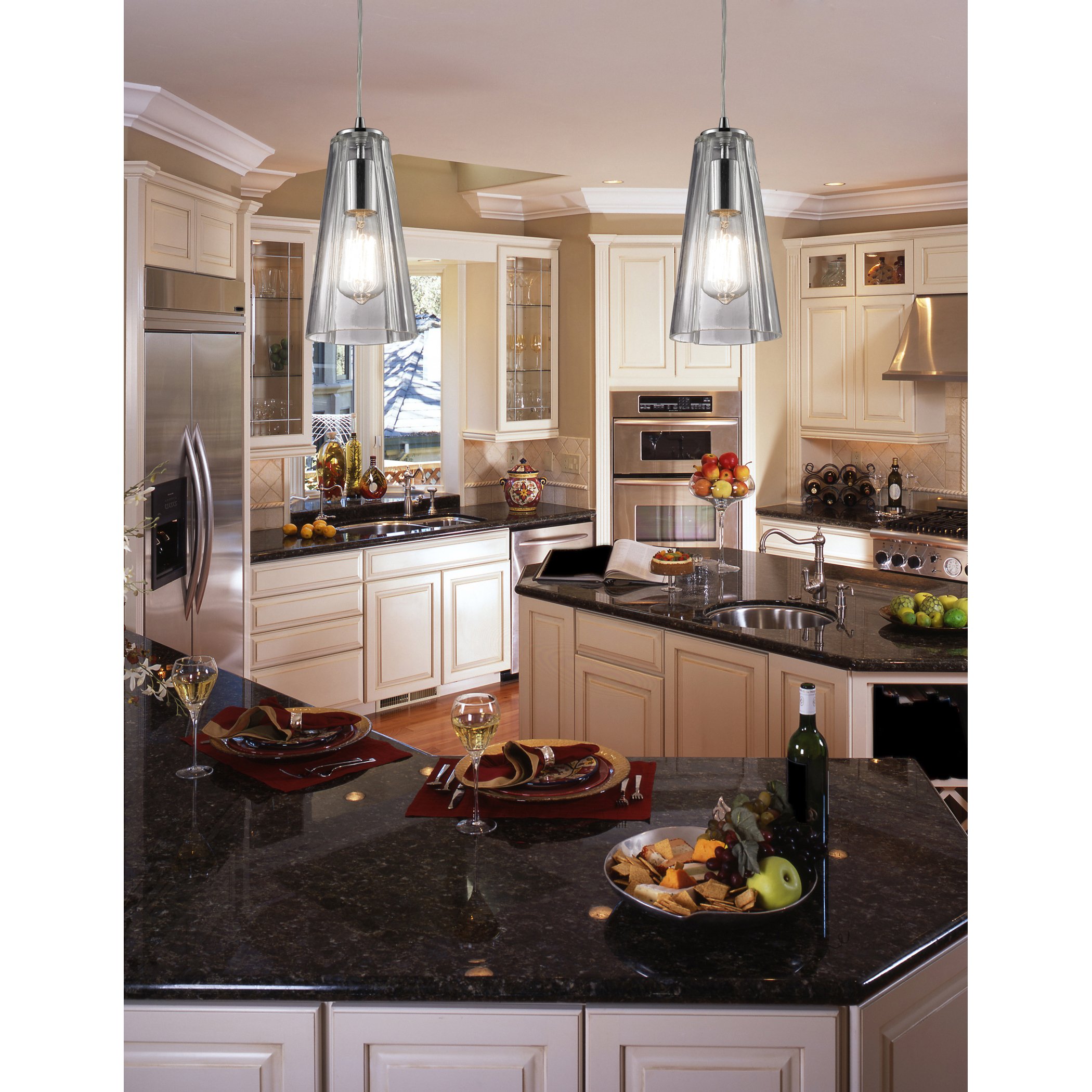 Elk 60055-1 Modern One Light Pendant Fixture - 8x16 Inch Polished Chrome Ceiling Light - Perfect for Kitchen Island, Dining Room, or Entryway Lighting