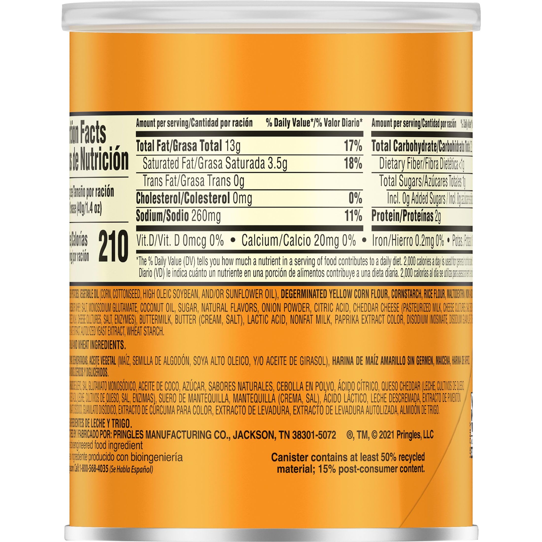Pringles Cheddar Cheese Crisps - 12 Cans | Delicious Lunch & Office Snacks | Perfect for Kids & On-the-Go | Great for Parties, School Lunches & Road Trips