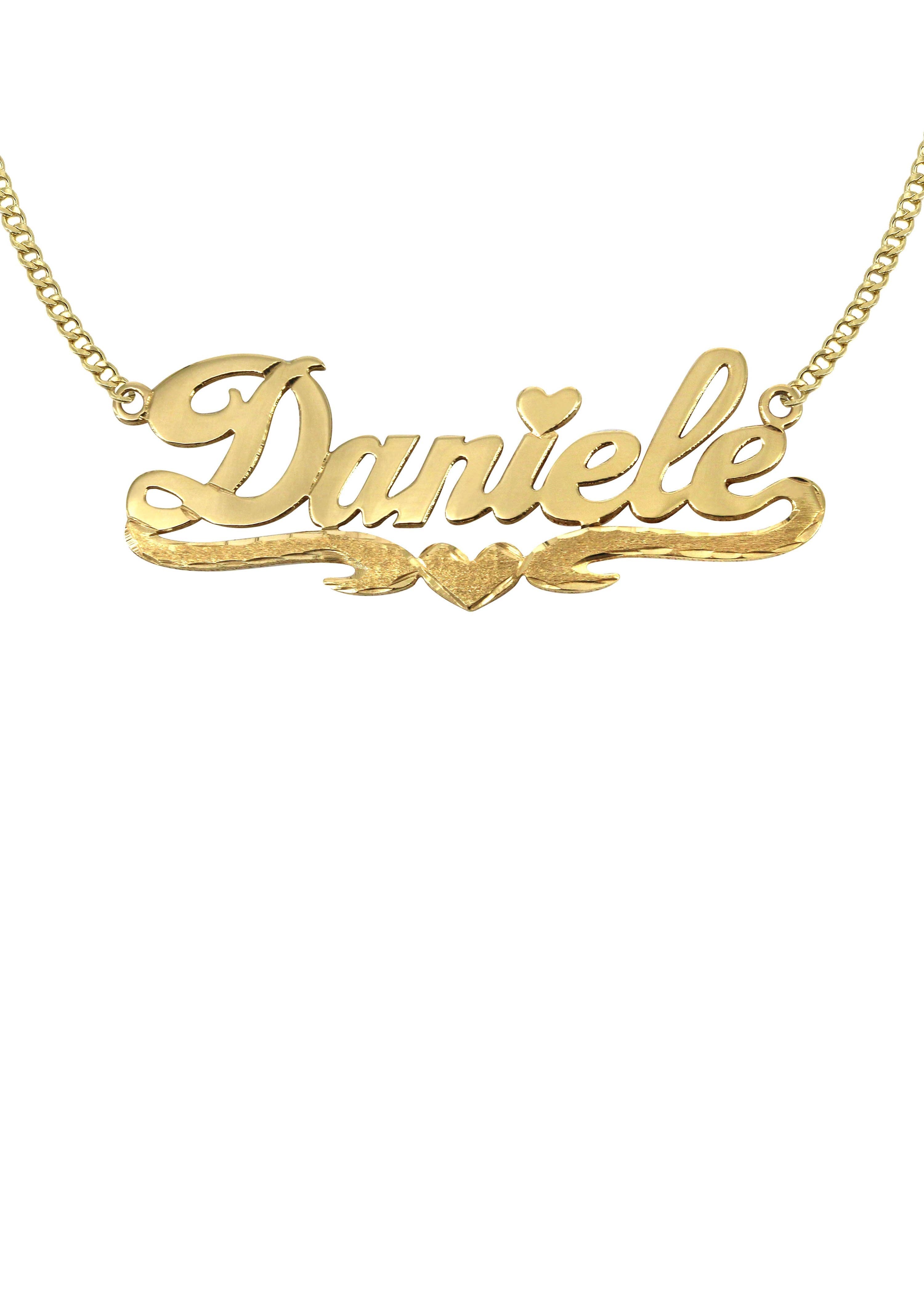 14K Gold Diamond Cut Heart Name Plate Necklace - Personalized Custom Name Jewelry for Women | Perfect Gift for Valentine's Day, Anniversary & Birthday | Elegant Layering Necklace for Everyday Wear