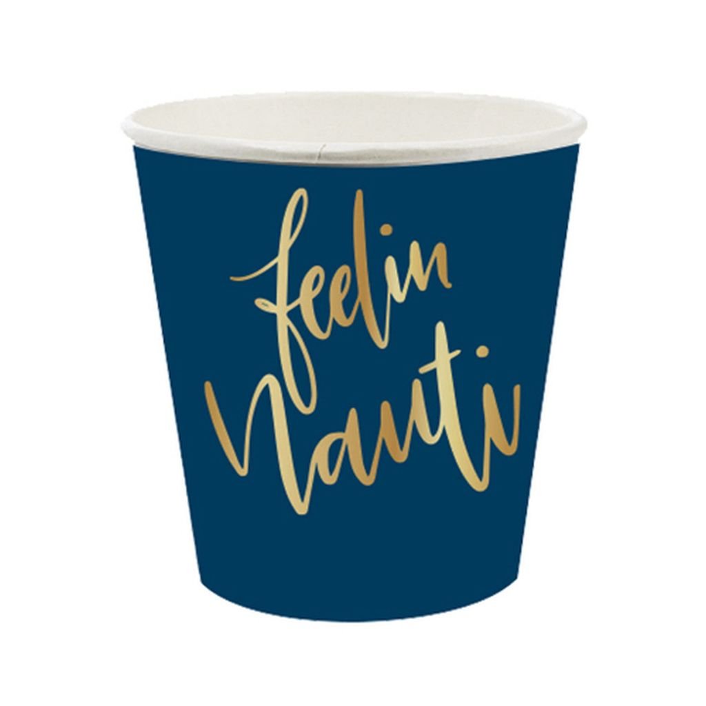 Slant Collections 10-Pack 4oz Paper Shot Cups - Fun Nautical Theme Party Drinking Glasses for Cocktails, Shots & Celebrations