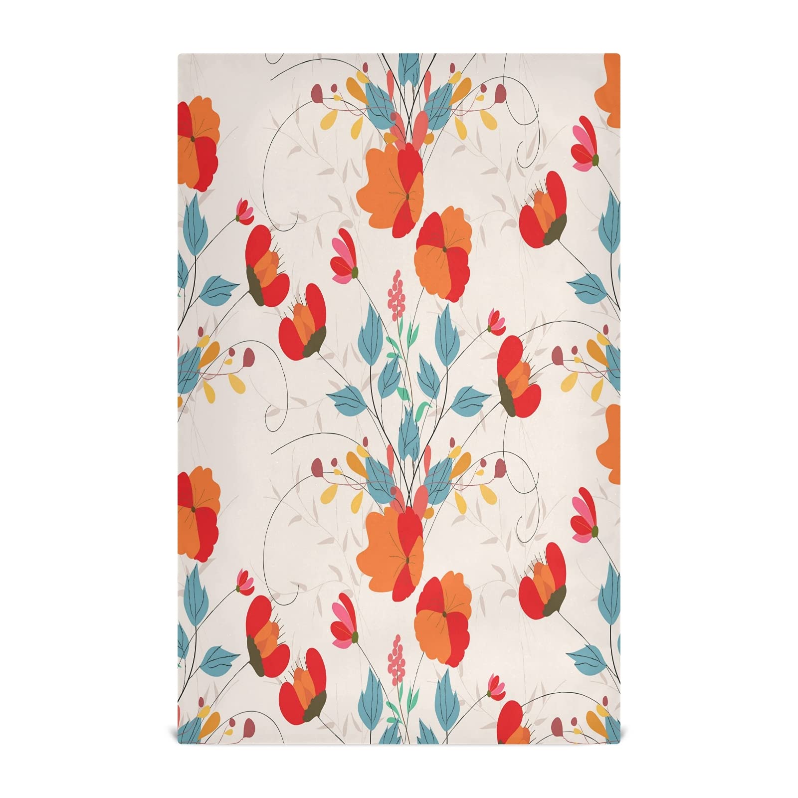 Vintage Orange Floral Kitchen Towels - Soft Absorbent Dish Cloths for Drying Dishes & Home Decor