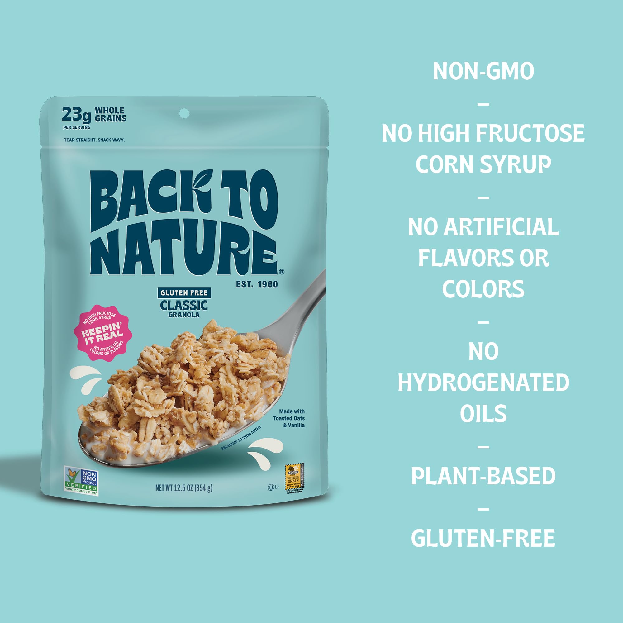 Organic Granola Cereal - Gluten Free, Non-GMO, Vegan Snacks - for Breakfast & Hiking