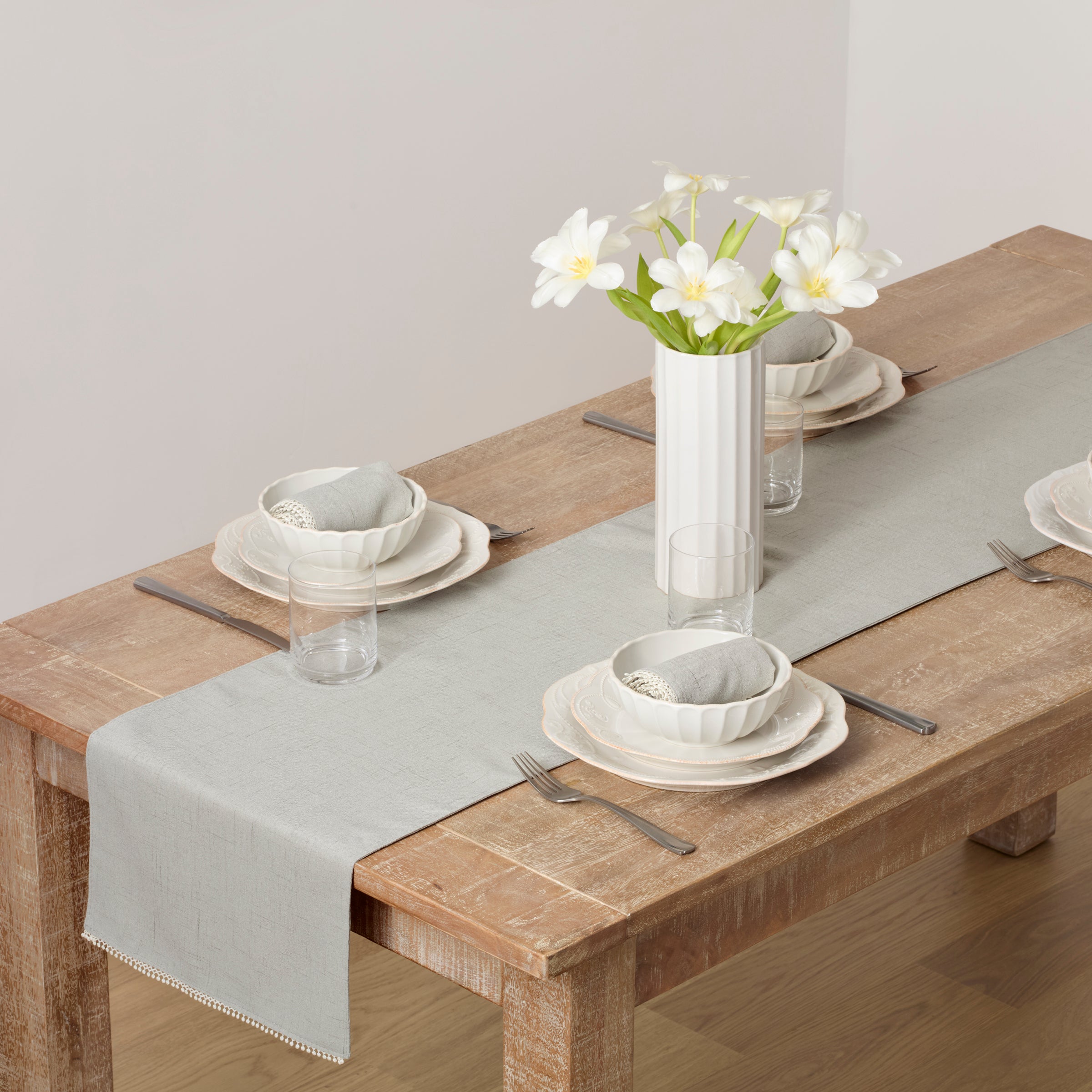 French Perle Dove Grey 70X14 Table Runner - Elegant Linen Table Runner for Dining Table Decor, Wedding, Party & Home Decor - Perfect for Holiday Dinners & Special Occasions
