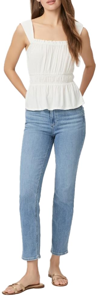 PAIGE Women's White Noise Grand Hem Jeans - High Waist Stretch Denim Skinny Jeans for Women | Perfect for Casual Outfits, Date Nights & Office Wear
