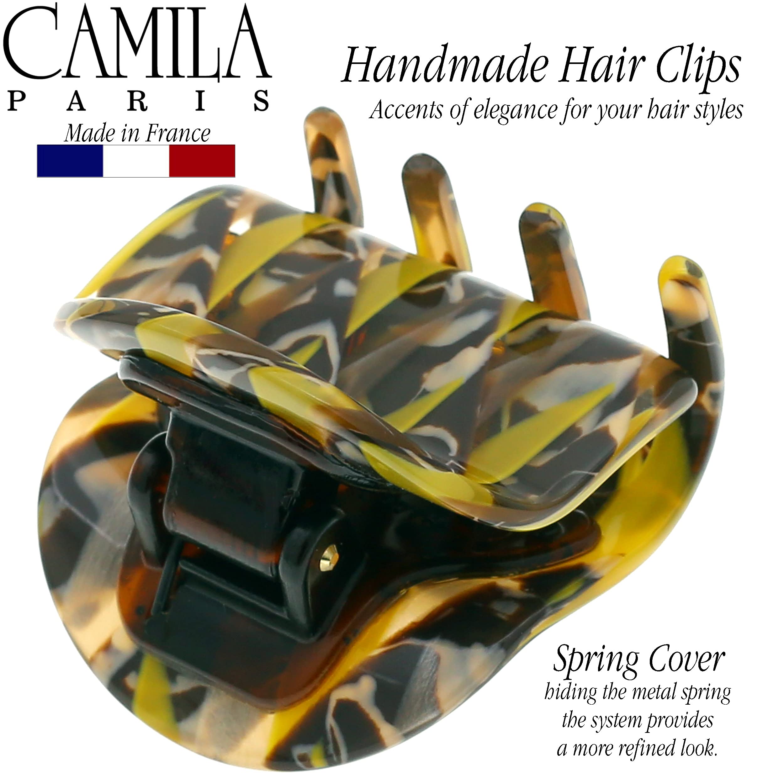 Camila Paris CP3270 French Hair Clip for Women - Small Handmade Mustard Hair Claw Clip | Durable No-Slip Grip | Fashion Hair Accessories for Women & Girls | Strong Hold Styling Hair Clip | Made in France | Perfect for Work, Parties & Everyday Use