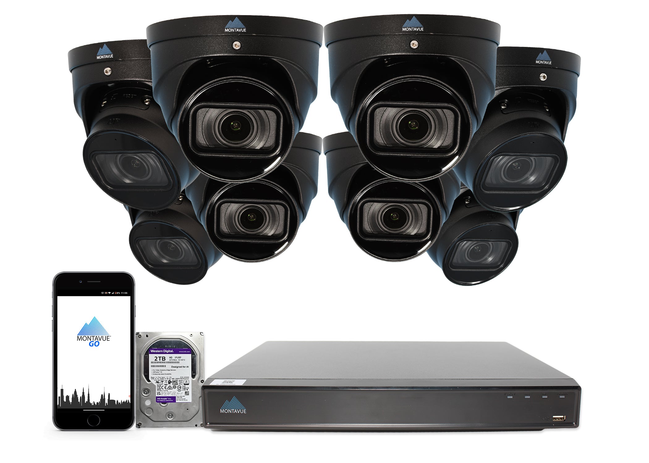 MTT8113 V AISMD Package - 8MP 4K Smart Varifocal Turret Security Camera with 8-Channel AI NVR & 2TB HDD | Home & Business Surveillance System for Indoor/Outdoor Monitoring
