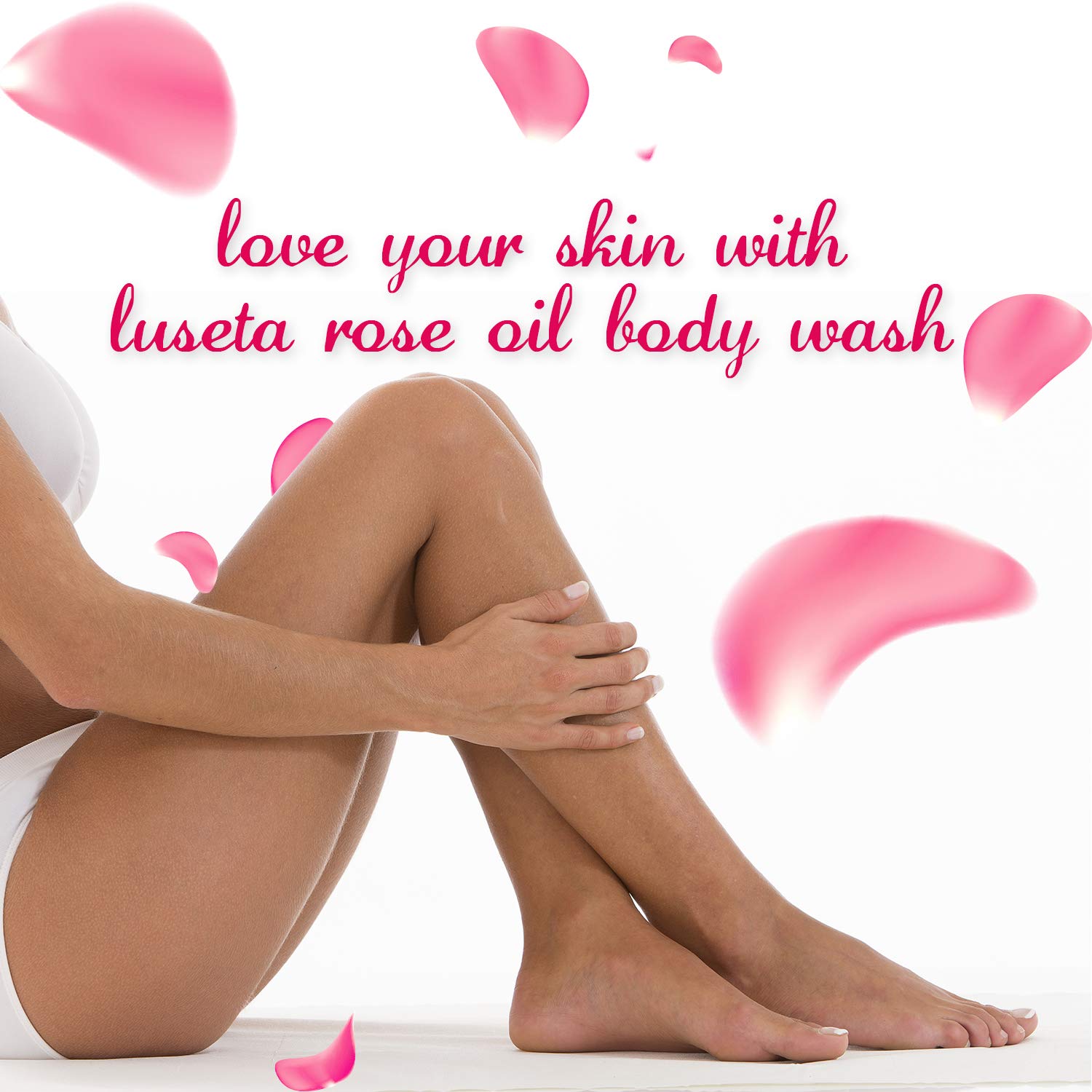 Luseta Rose Oil Body Wash for Dry Skin - 33.8oz Hydrating Shower Gel with Nourishing Essential Oils | Sulfate & Paraben Free | Moisturizing Body Wash for Women & Men | Perfect for Daily Shower Routine & Spa-Like Relaxation at Home