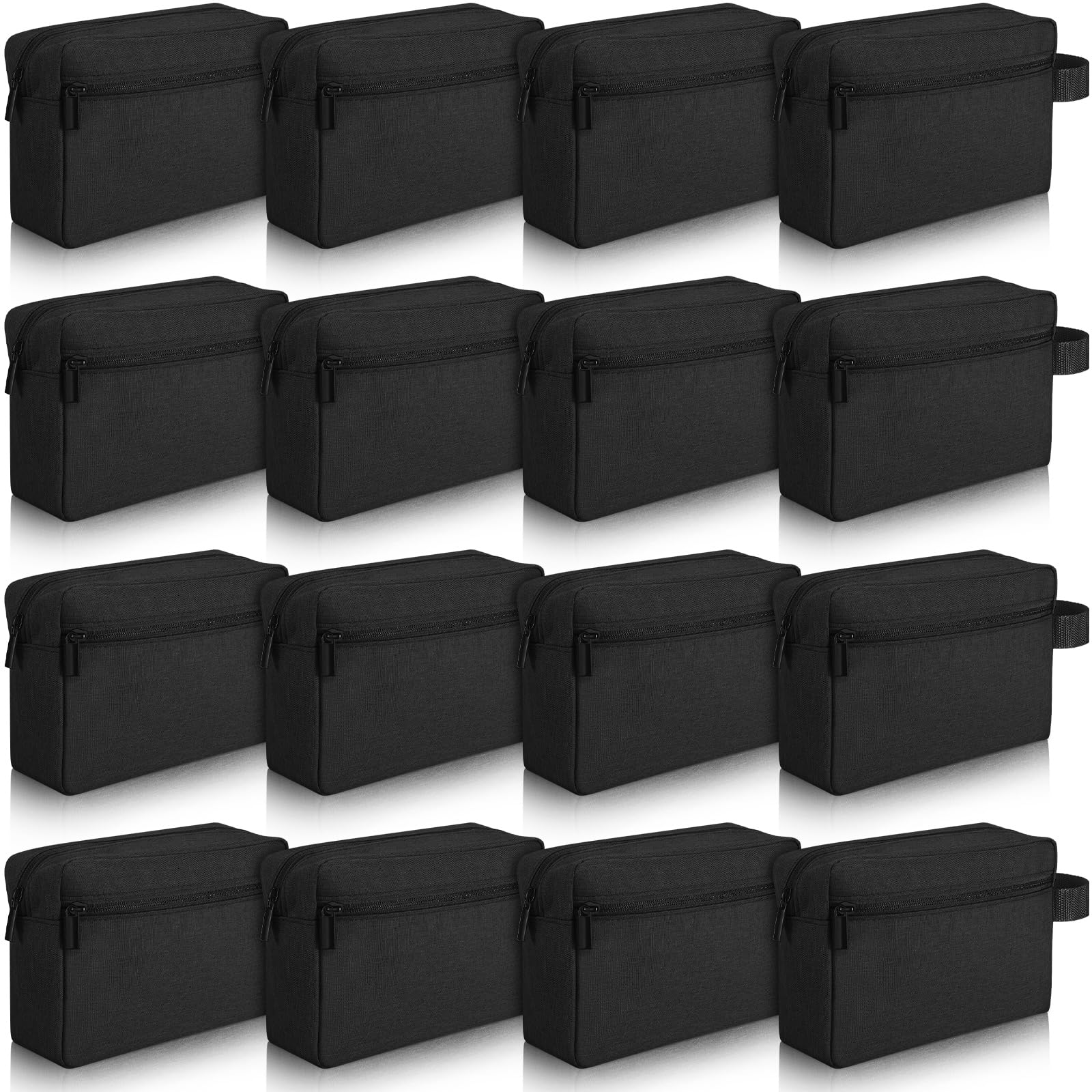 **16 Pcs Travel Toiletry Bag for Women & Men – Large Water-Resistant Hanging Cosmetic Bag with Handle & Divider – Perfect for Shaving, Makeup & Travel Storage (Black)**    *(Ideal for Camping, Gym, Business Trips & Vacation Organization)*