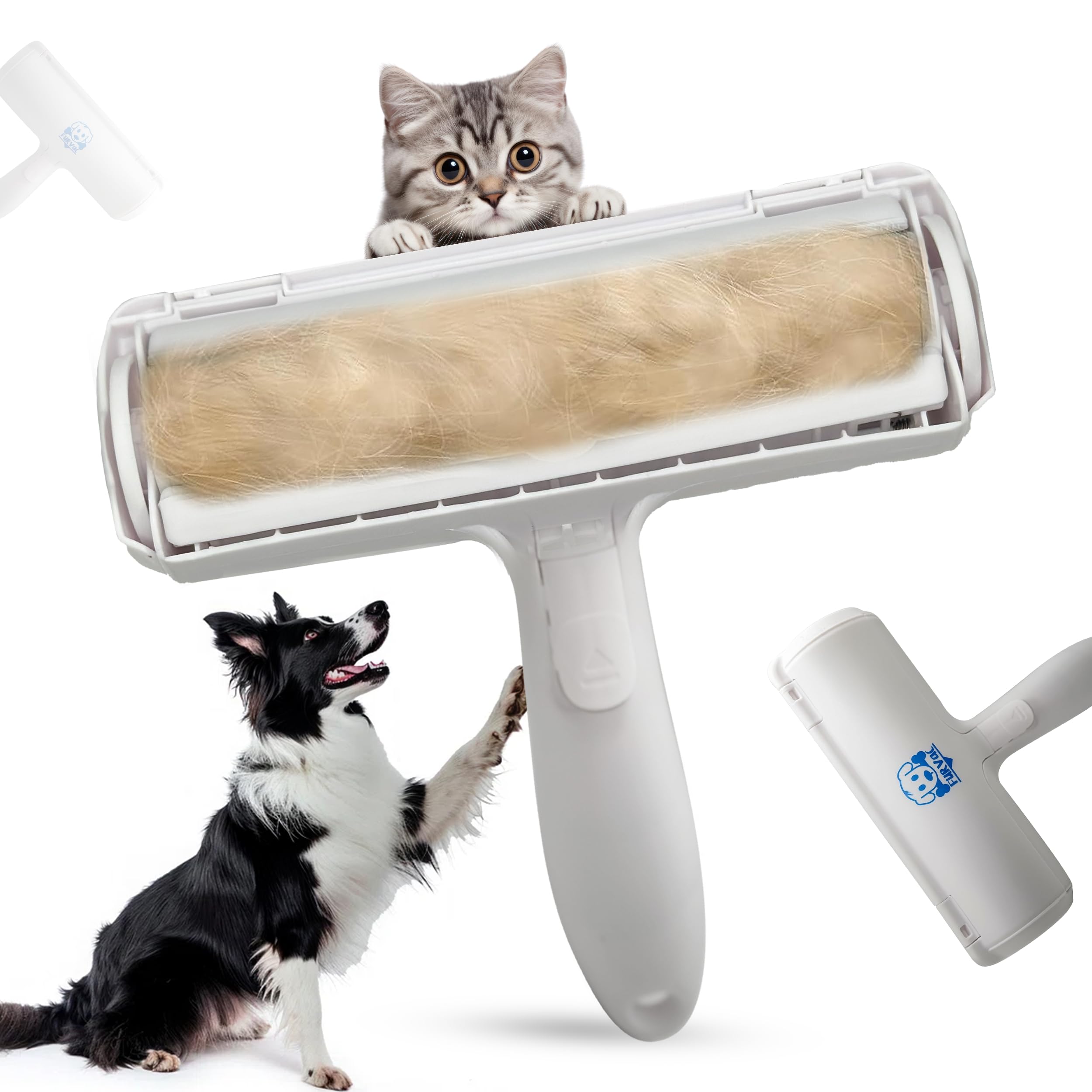 FURVAC™ Pet Hair Remover - Reusable Lint Brush for Dog & Cat Hair on Furniture, Carpets, Car Seats | Portable Fur Cleaner with Superior Bristles & Large Storage Bin | Perfect for Couch, Pet Beds, Home & Car Cleaning