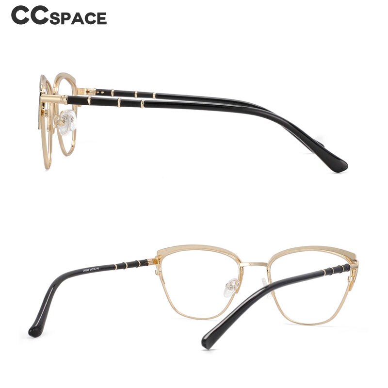 CCspace Women's Full Rim Square Cat Eye Eyeglasses 53867 - Stylish Alloy Frame for Fashion & Everyday Wear - Perfect for Work, Reading, and Social Events