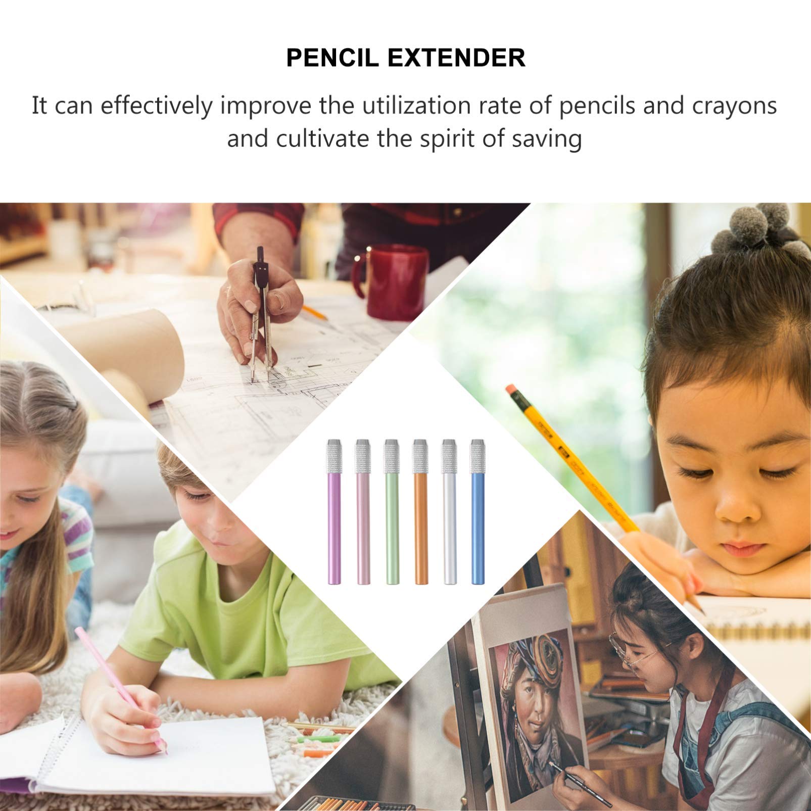6-Piece Metal Brush Extender Set for Office Books - Perfect for Organizing, Filing, and Document Storage