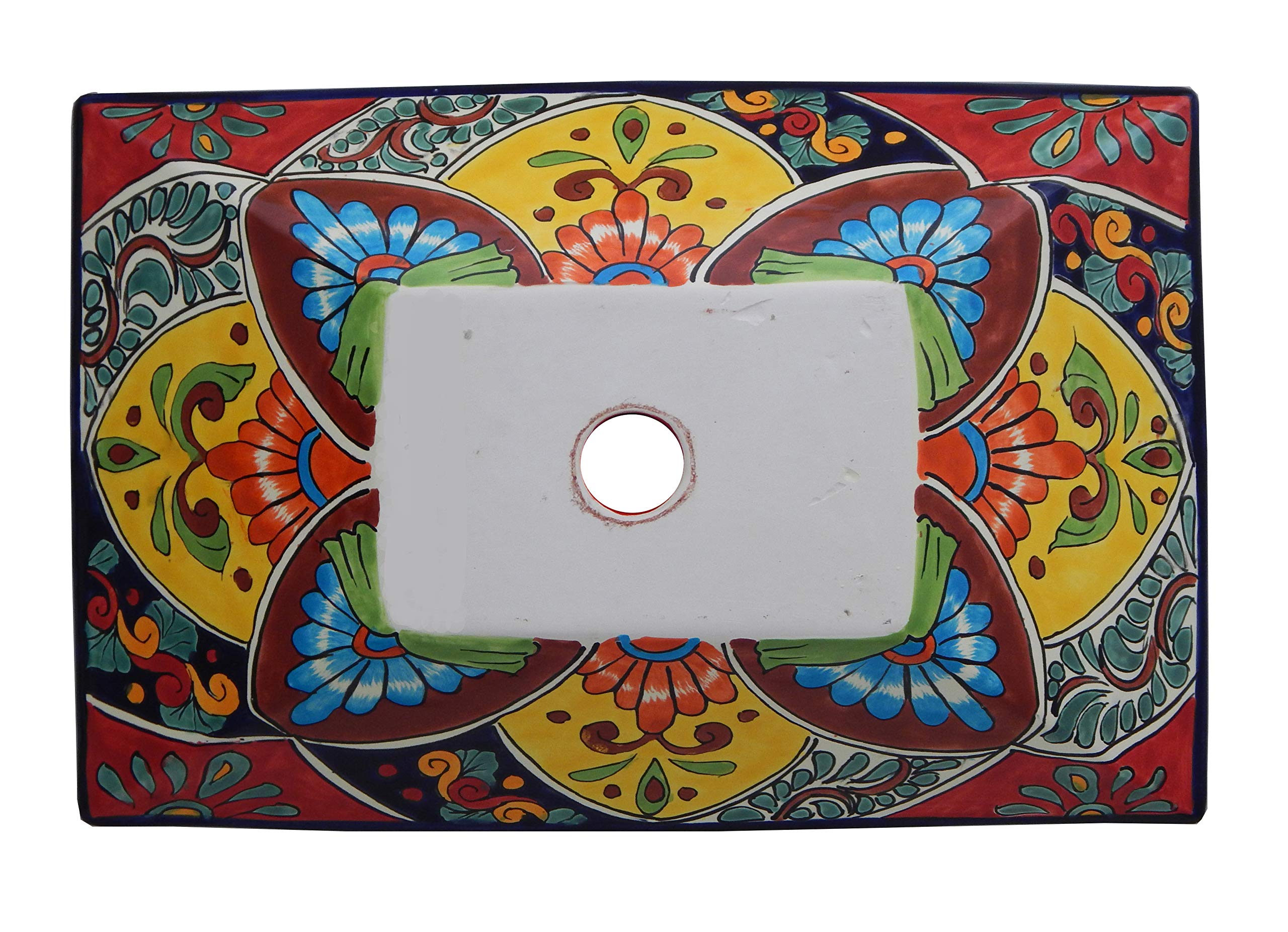 Premium Mexican Rectangular Ceramic Vessel Sink - Modern Bathroom Basin for Vanity & Powder Room - Perfect for Contemporary Home Decor & Spa-Style Renovations