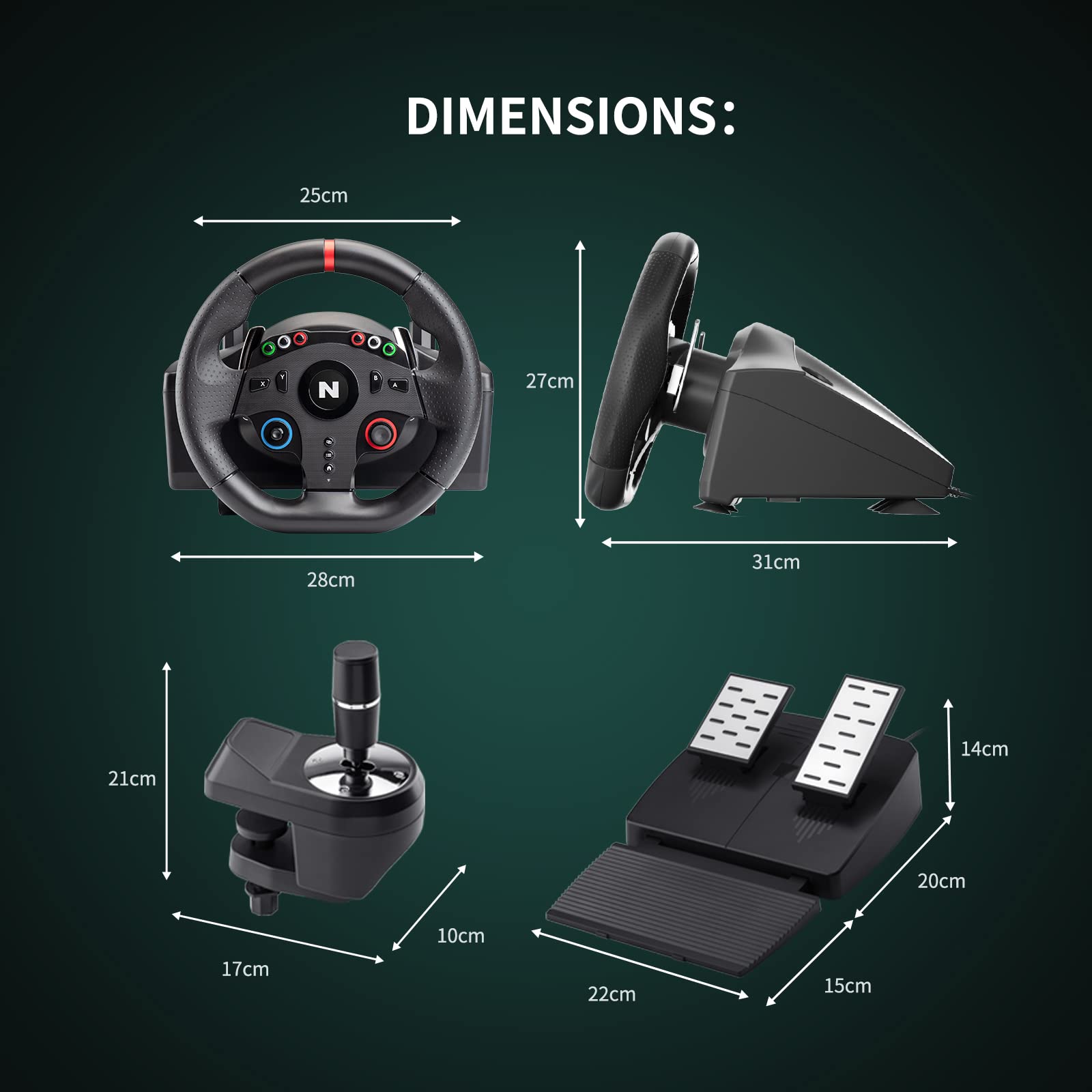 NITHO Drive Pro ONE 270 Degree Gaming Steering Wheel with Pedals & Shifter - Compatible with PS4, PC, Xbox One, Xbox Series X/S & Switch - Zero Dead Zone Racing Wheel for Simulation Games & Drifting