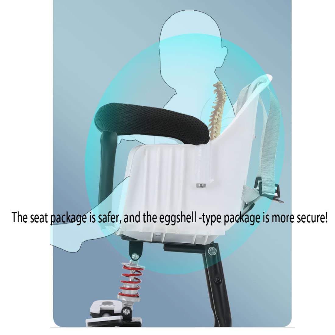 Kids Bike Seat - Detachable Front Bicycle Child Seat with Shock Absorbing & Pedal Guardrails for Scooter, Motorcycle & Bike | Safe Toddler & Baby Bike Riding Accessory for Outdoor Family Adventures