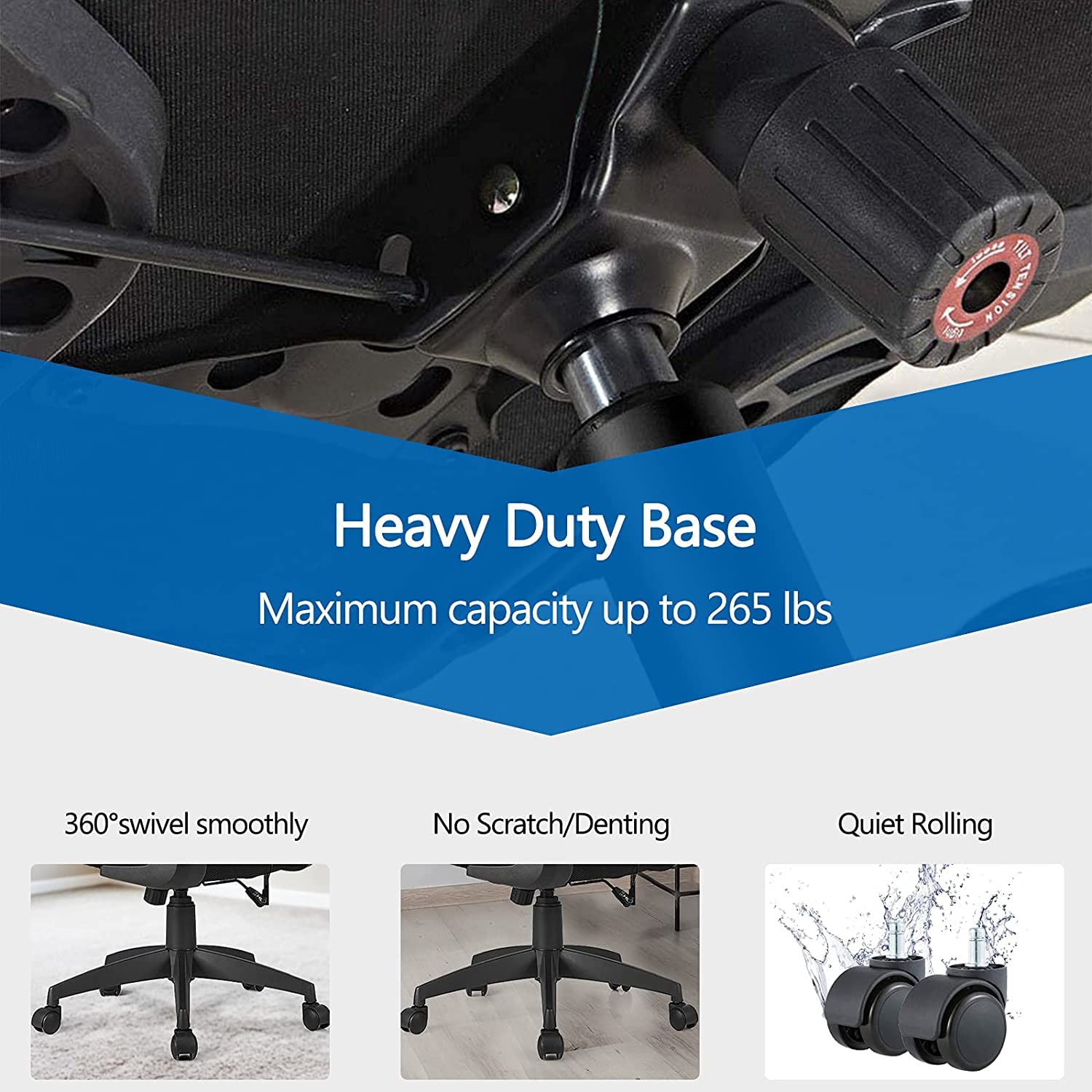Ergonomic Mesh Office Chair with Lumbar Support, Flip-Up Padded Armrests & Height Adjustable Tilt Mechanism - Black - Perfect for Home Office, Gaming & Workspace Comfort