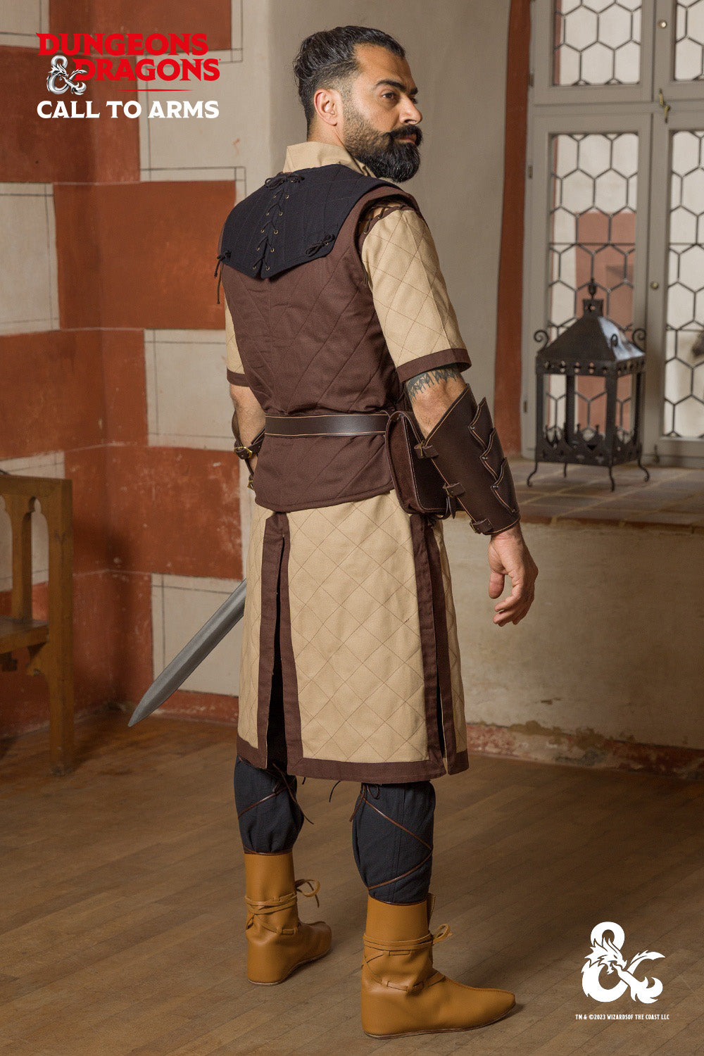 Dungeons & Dragons Fighter Costume Set - Medieval Hemp & Brown LARP Outfit for Cosplay, Renaissance Fairs & Fantasy Roleplaying