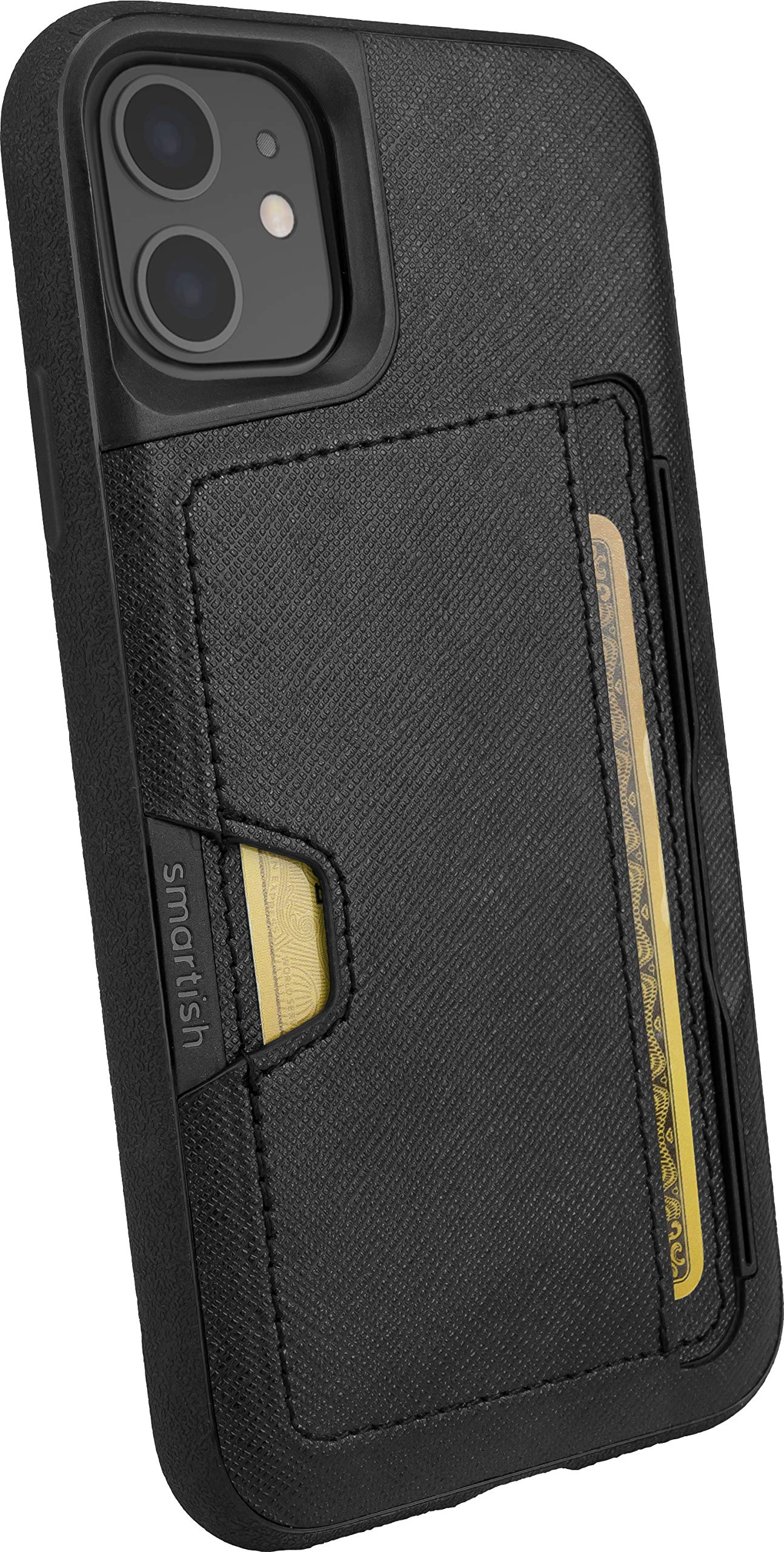 Smartish iPhone 11 Wallet Case Slim Protective Cover with Kickstand & Credit Card Holder - Wallet Slayer Vol.2 (Black Tie Affair/Silk) - Perfect for Business Travel, Daily Commute & Hands-Free Viewing