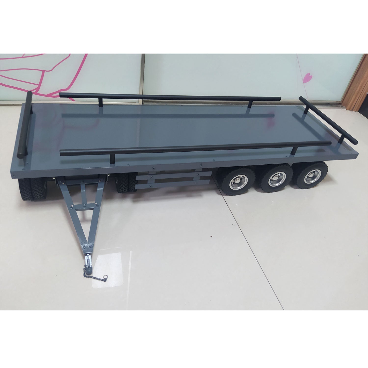 1/14 Scale RC Hydraulic Dump Truck Metal Trailer with 5 Axles - Remote Controlled Tractor Trailer for Electric Simulation Hobby Models | Perfect for Construction Site Scenes & RC Vehicle Collections