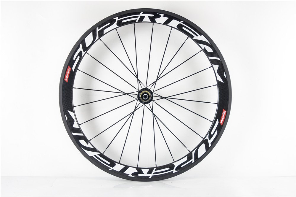 Superteam Carbon Fiber Road Bike Wheelset 700C Clincher - 50mm Deep 23mm Wide Matte Finish | Lightweight & Aerodynamic for Racing & Endurance Cycling